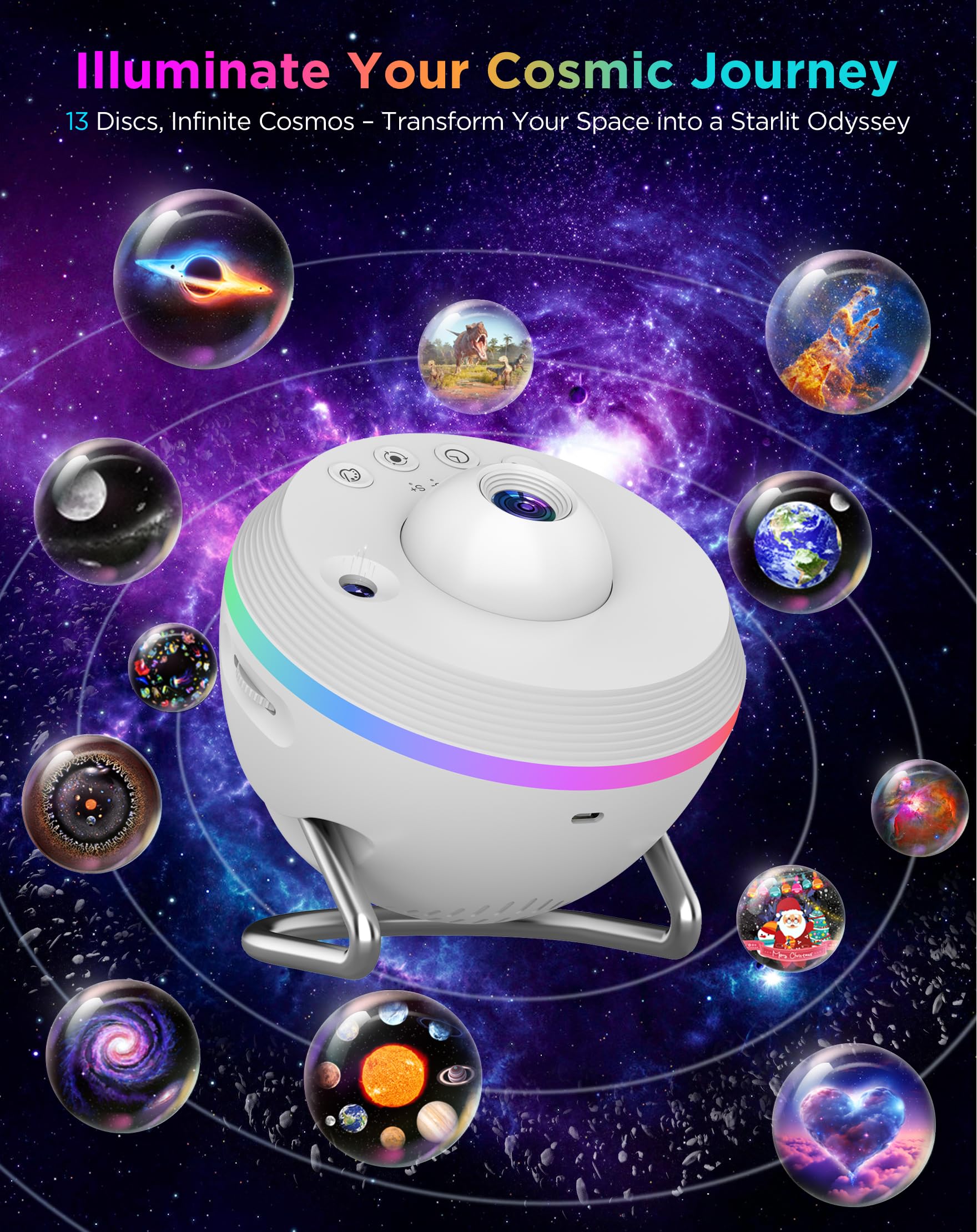 Galaxy Projector, 13 In 1 Hd Planetarium Galaxy Star Projector For Bedroom, Star Projector Galaxy Light With Timer, Meteor & Rgb