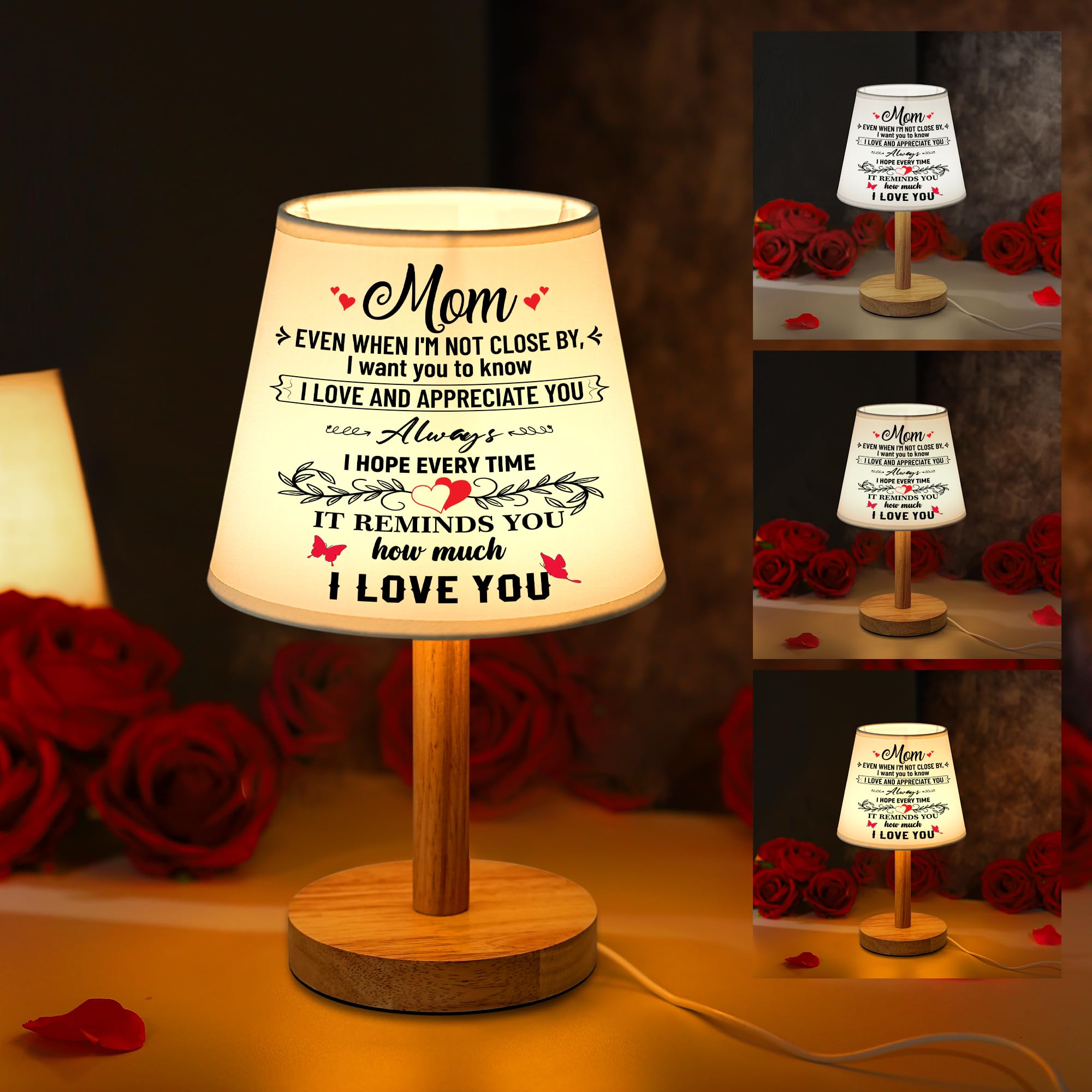 hibeauti Mom Gifts for Birthday Christmas Valentines Mothers Day, Mom Lamp with 3 Color Modes & Stepless Dimming, USB Powered Be