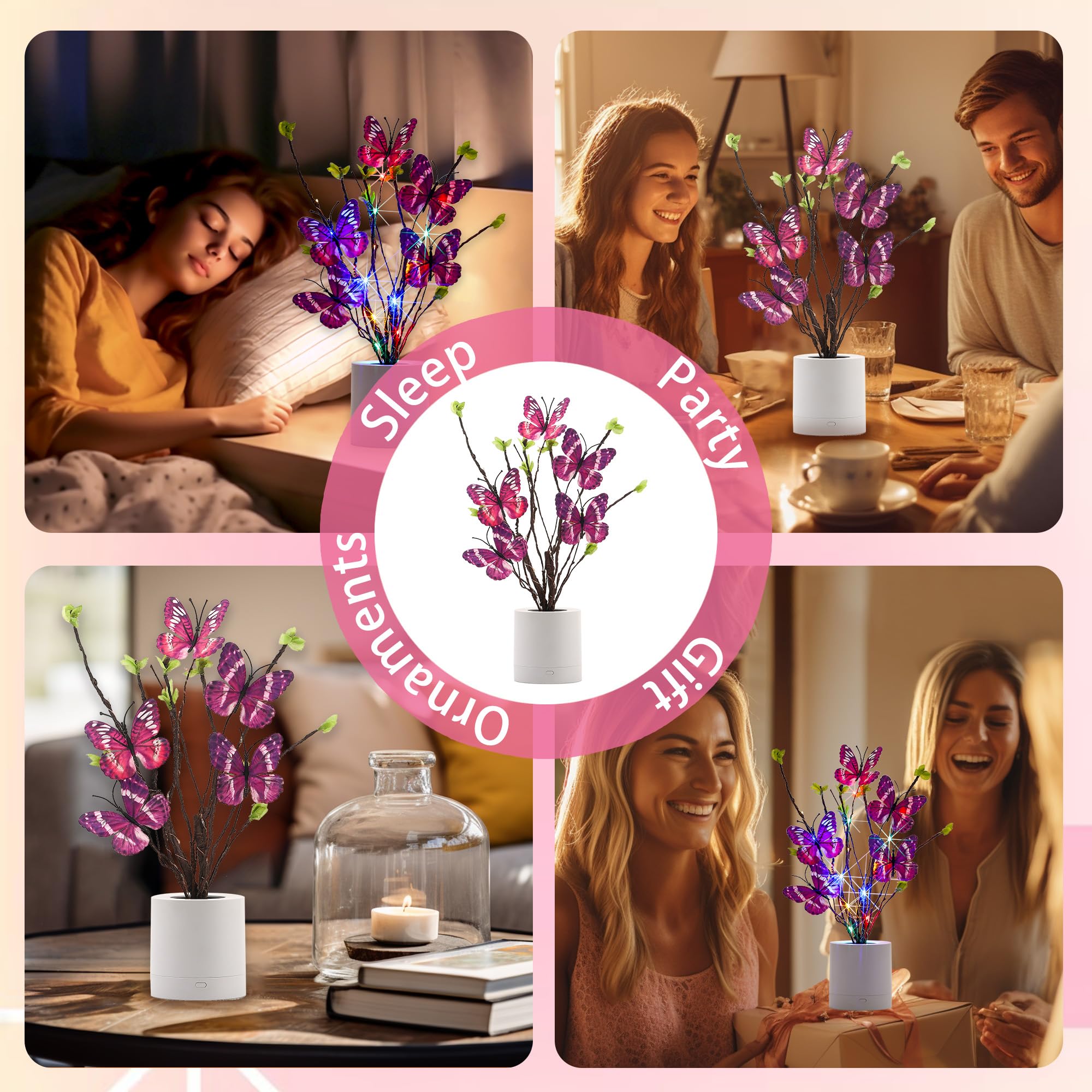 WSYEAR Butterfly LED Lamp - Colorful Vintage Decor for Women, Moms, and Teens - Personalized Gift for Valentine's Day and Birthdays