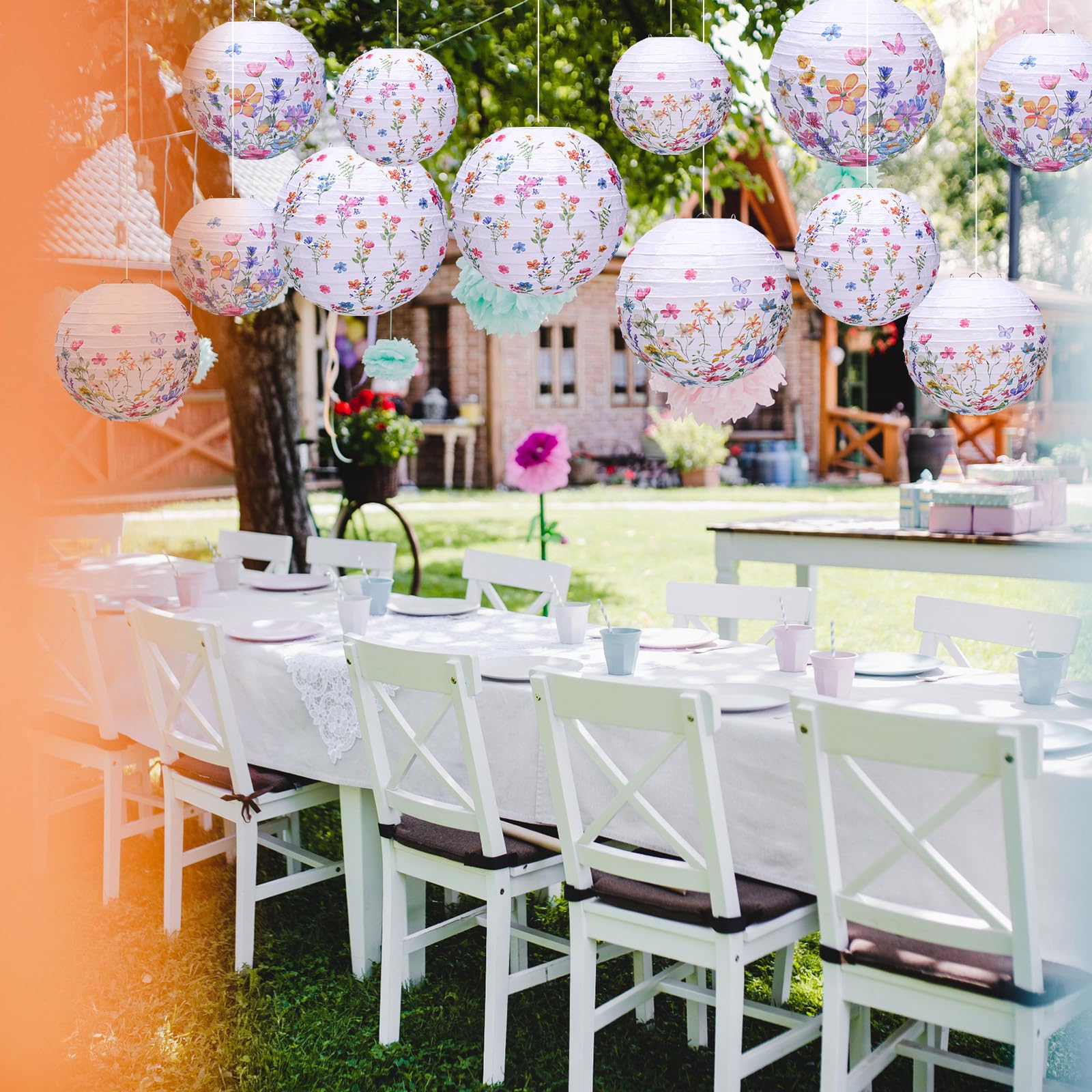 Riakrum 12 Pcs Wildflower Paper Lantern Set Floral Party Decorations Flower Paper Round Lanterns Wildflower Lantern Kit For Spri