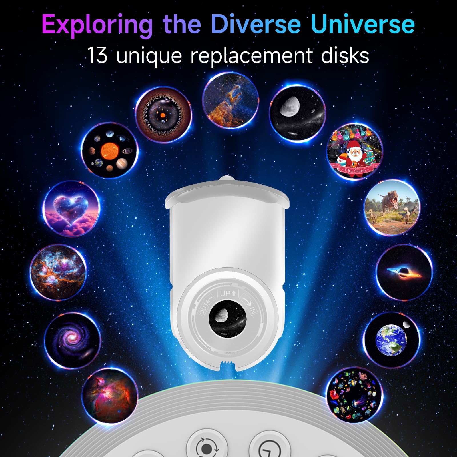 VOLIVO Galaxy Projector, HD 13 in 1 Star Projector, Adjustable Timer, RGB Lighting, Space Lamp, White, 1 Size
