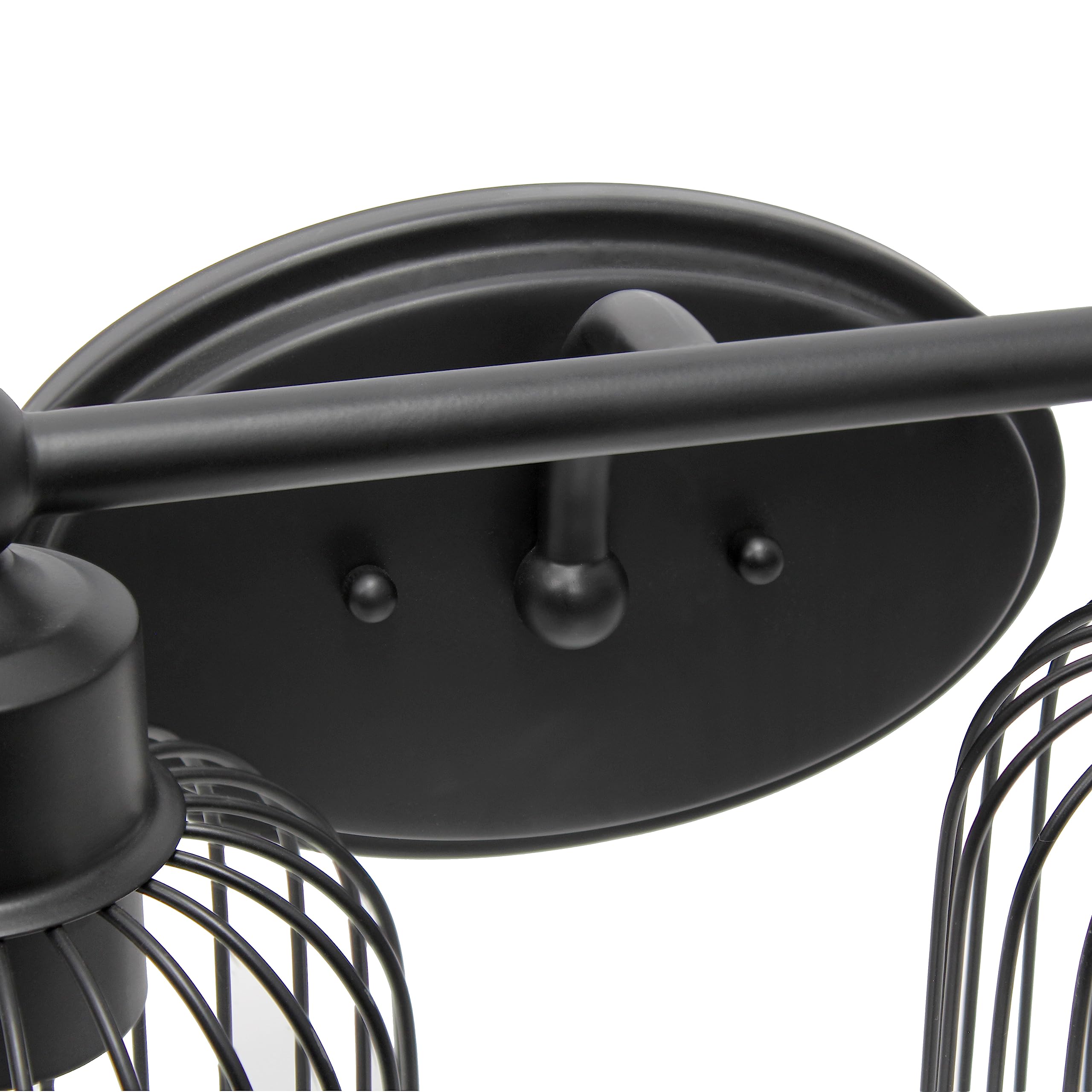 Elegant Designs Vt1021-Blk 14 Black Iron Industrial Farmhouse Wall Vanity Fixture With Metal Birdcage And Oval Backplate
