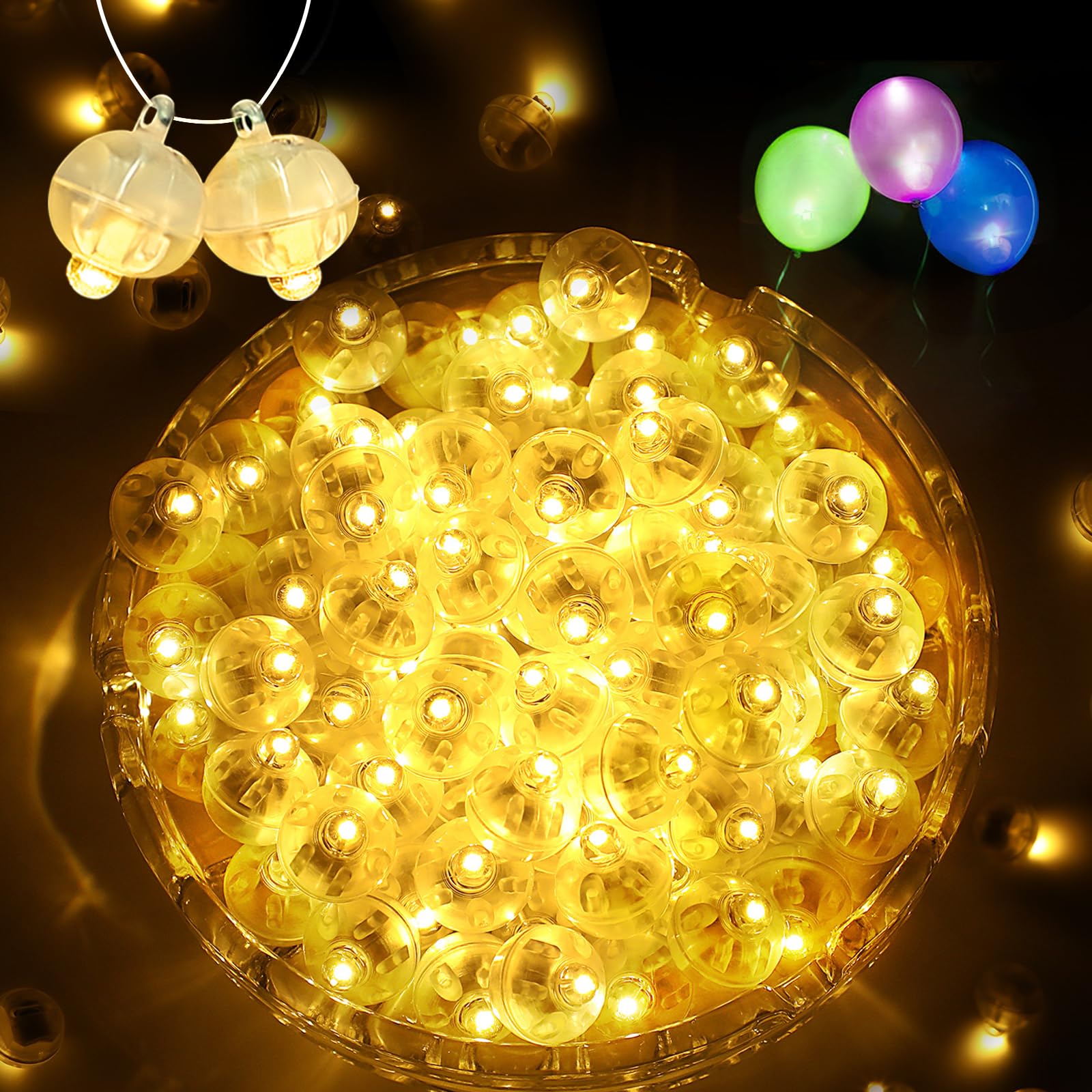 ZGWJ Mini LED Lights 200 Pcs, Plastic, Glow Steadily Warm White, Model A01-Mini, Perfect for Party Decorations