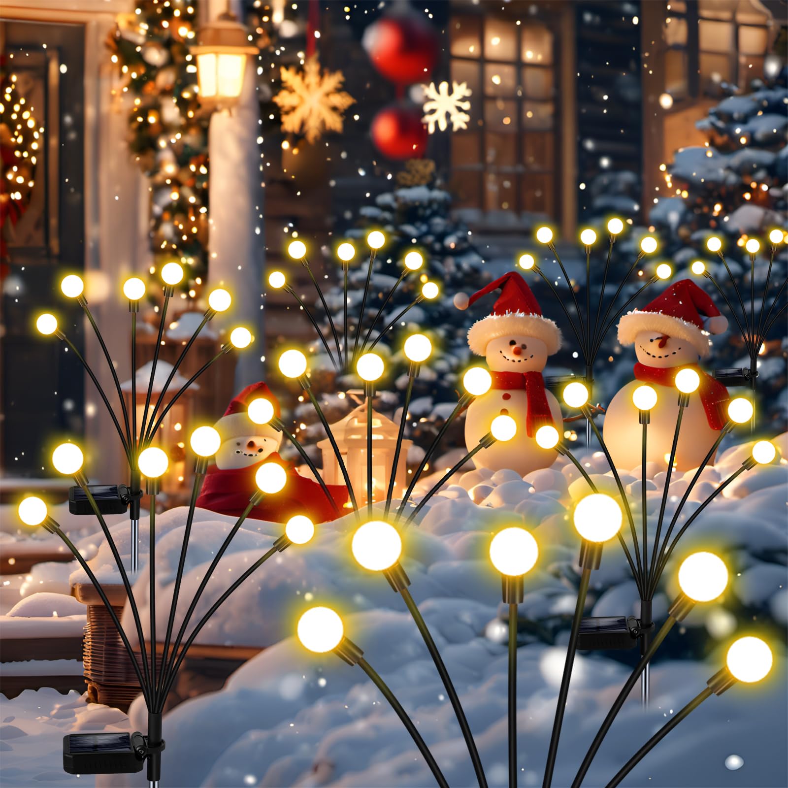 Zfnn Solar Lights Outdoor 6 Pack - 36 Leds Warm White Waterproof Firefly Pathway Decorations