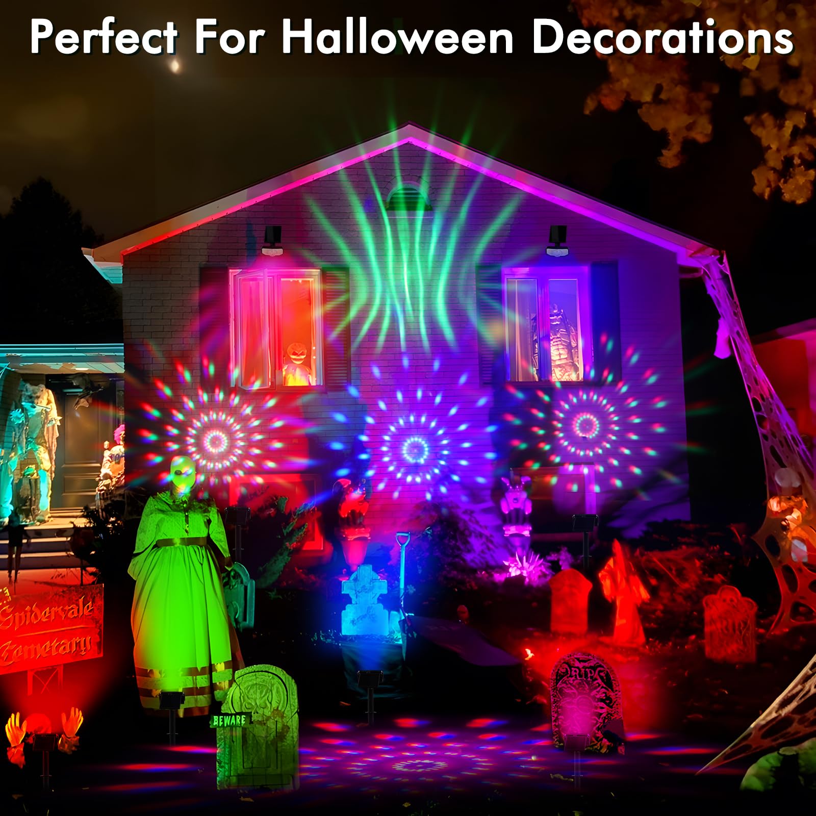 Quntis Solar Spot Lights, 25 Modes Rgb Color Changing, Waterproof Landscape Lights - 4 Pack