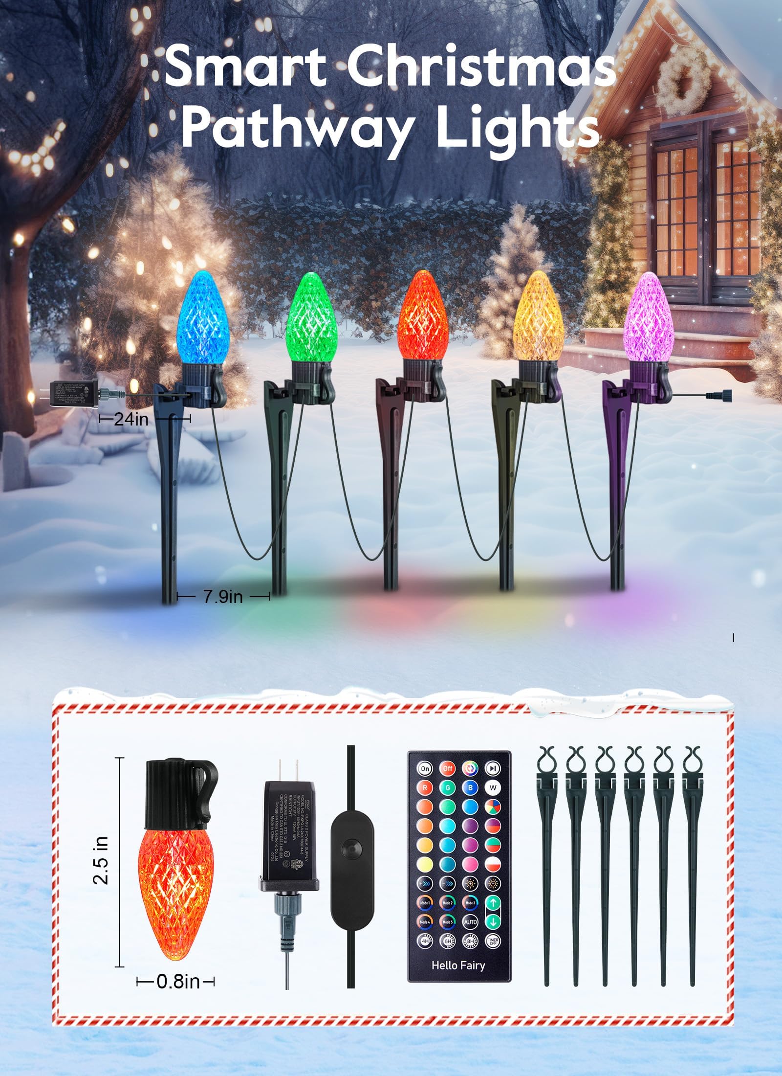 Brightown Smart C9 LED Christmas Lights, 50Ft 75 LED, RGB, Remote/App Control, Music Sync, Smart Multicolor, Model GY-C-50.6-U-B1