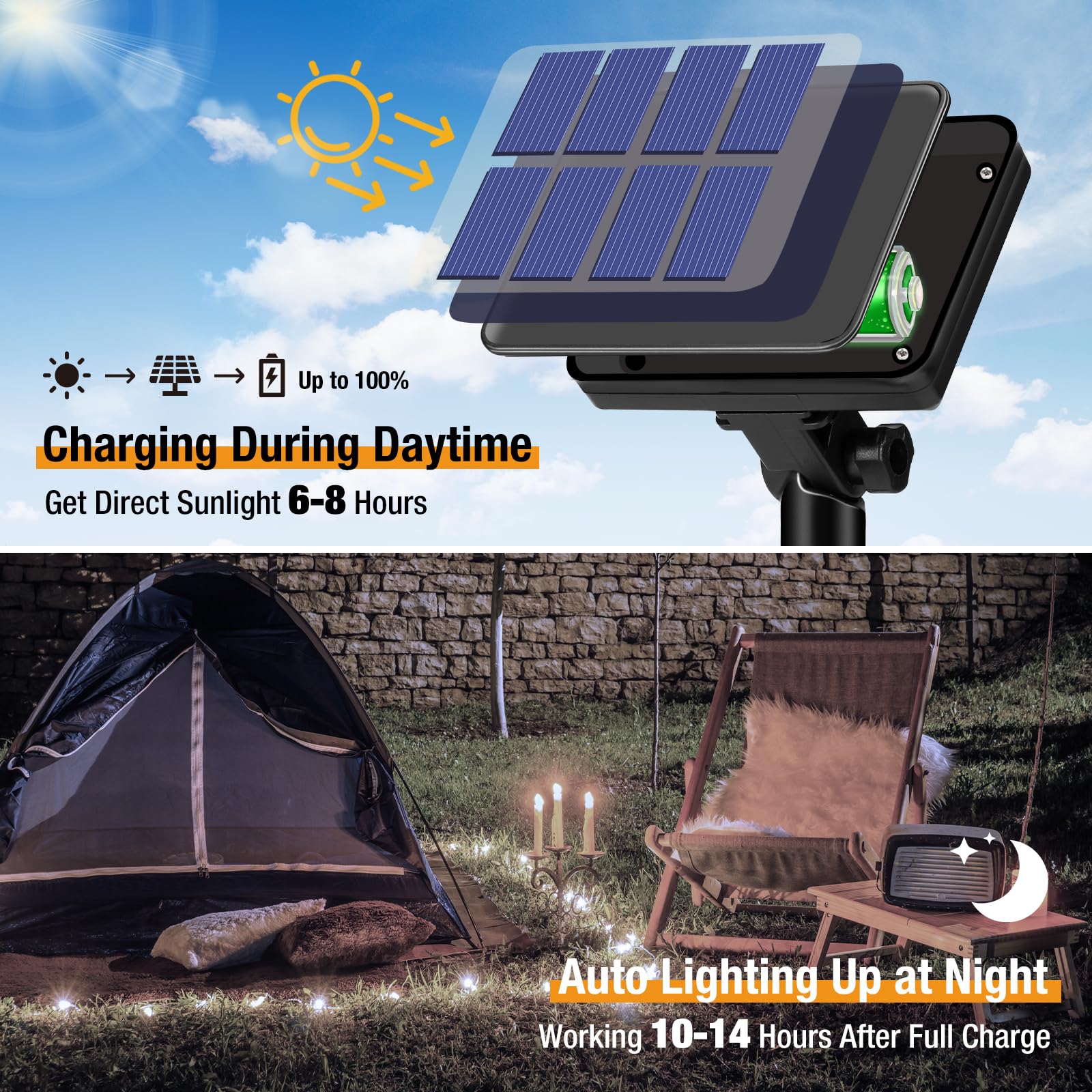 Btfarm 8 Pack Solar String Lights Outdoor, Total 640Led 264Ft Solar Fairy Lights Waterproof 8 Modes, Copper Wire Twinkle Lights