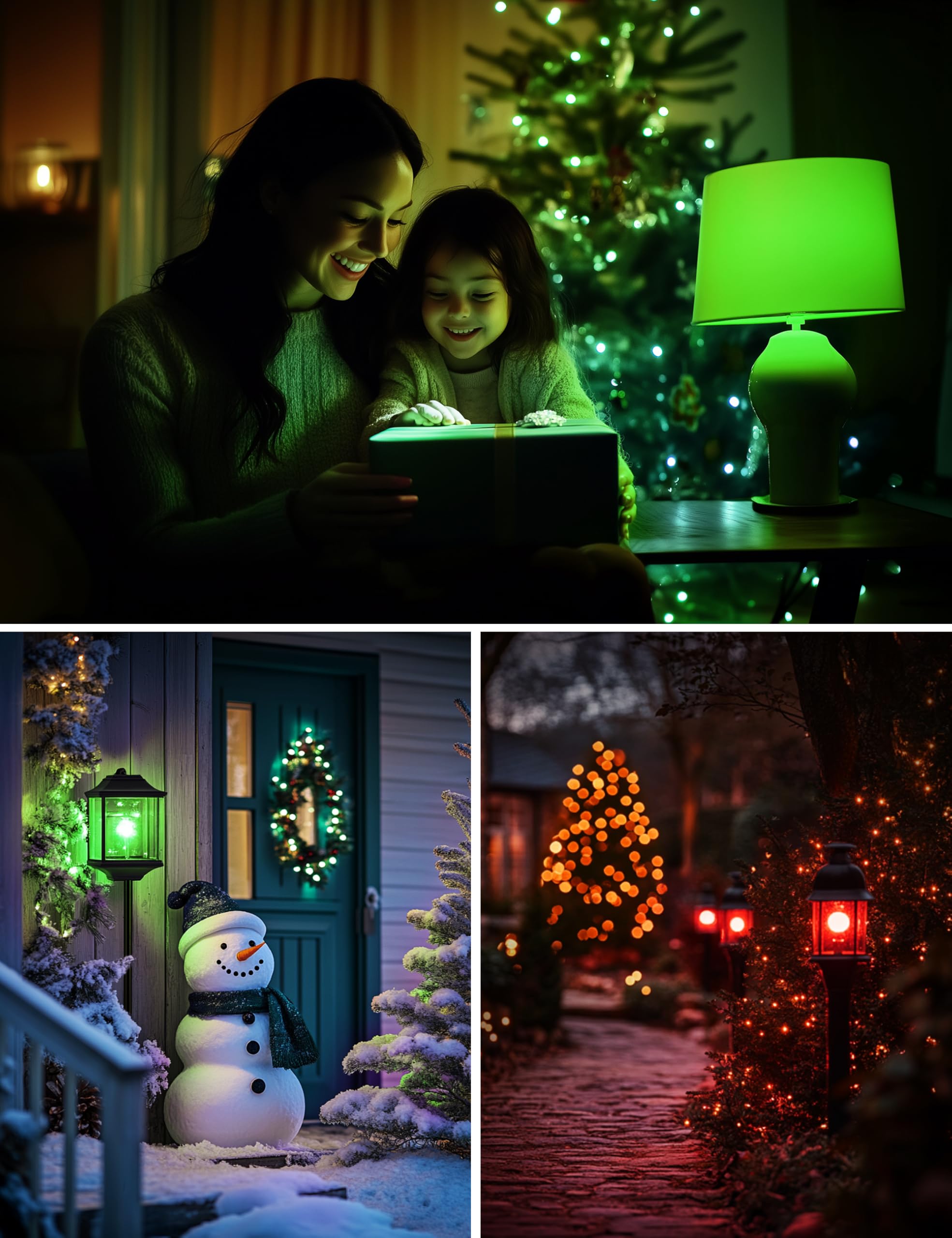 L LOHAS LED A19 Red & Green Light Bulbs, 9W 720LM, E26 Base, 4 Pack for Christmas Decoration