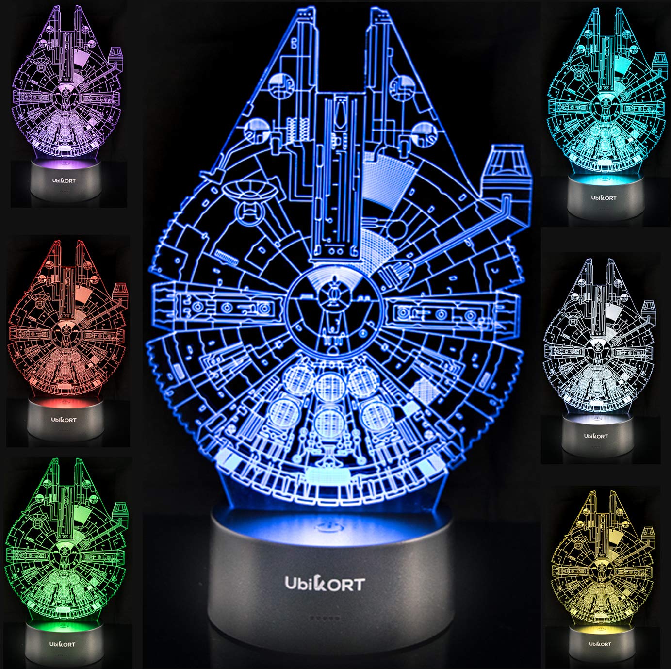 Ubikort Star Wars Millennium Falcon 3D Lamp - Star Wars Gifts For Men Or Kids Birthday Decor Fans [Upgrade Version]