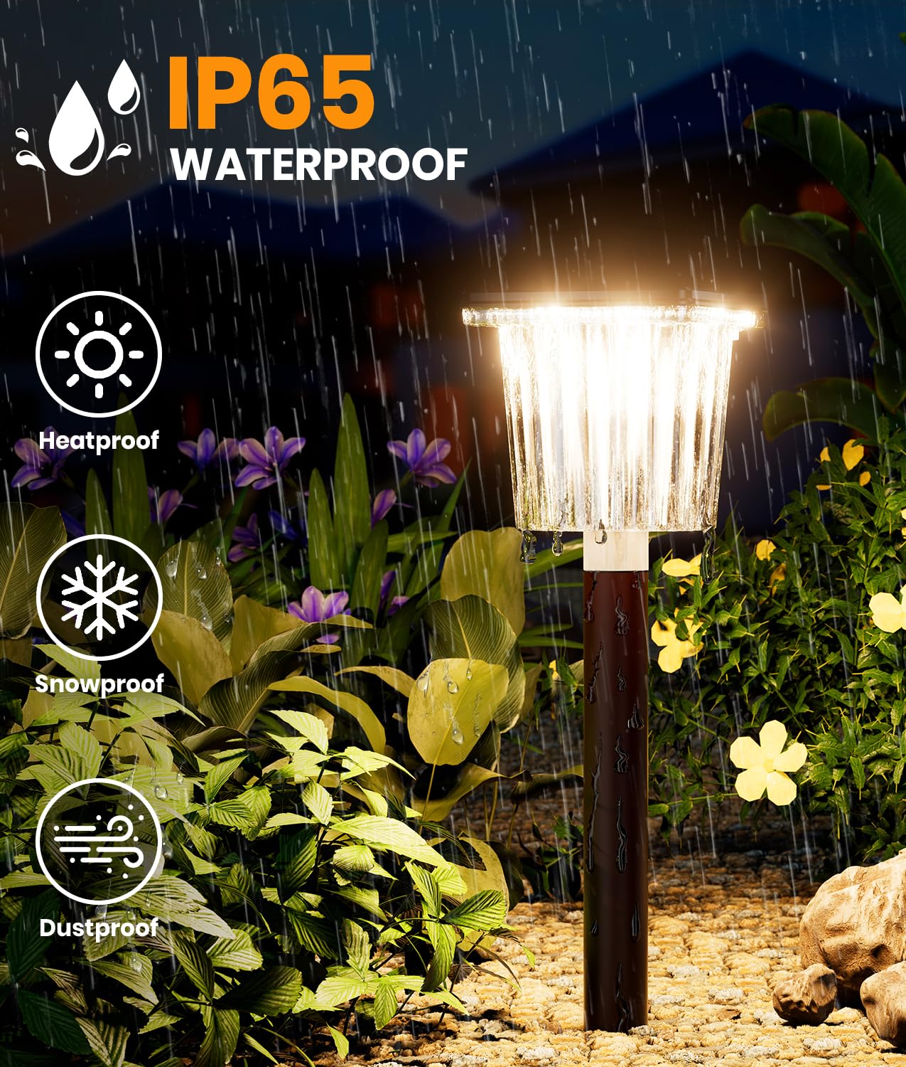 ALFIOT Solar Path Lights, Adjustable Warm & Cool White, Waterproof IP65, 1 Pack, Cocoa Brown
