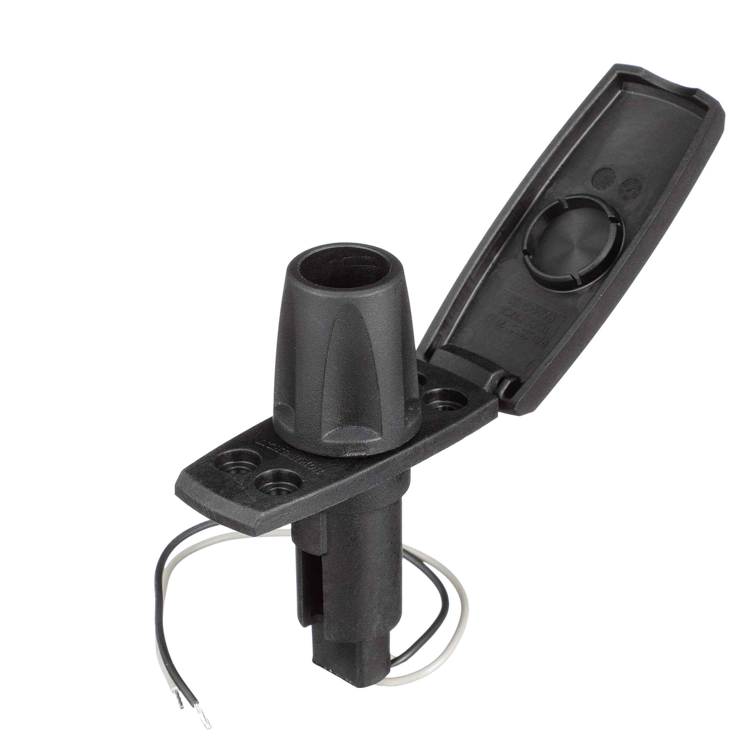 Attwood 910V2Pb-7 Lightarmor™ 910V Series Rectangle Plug-In Light Base — For All-Around Pole Light, 2-Pin, Black Composite Cover