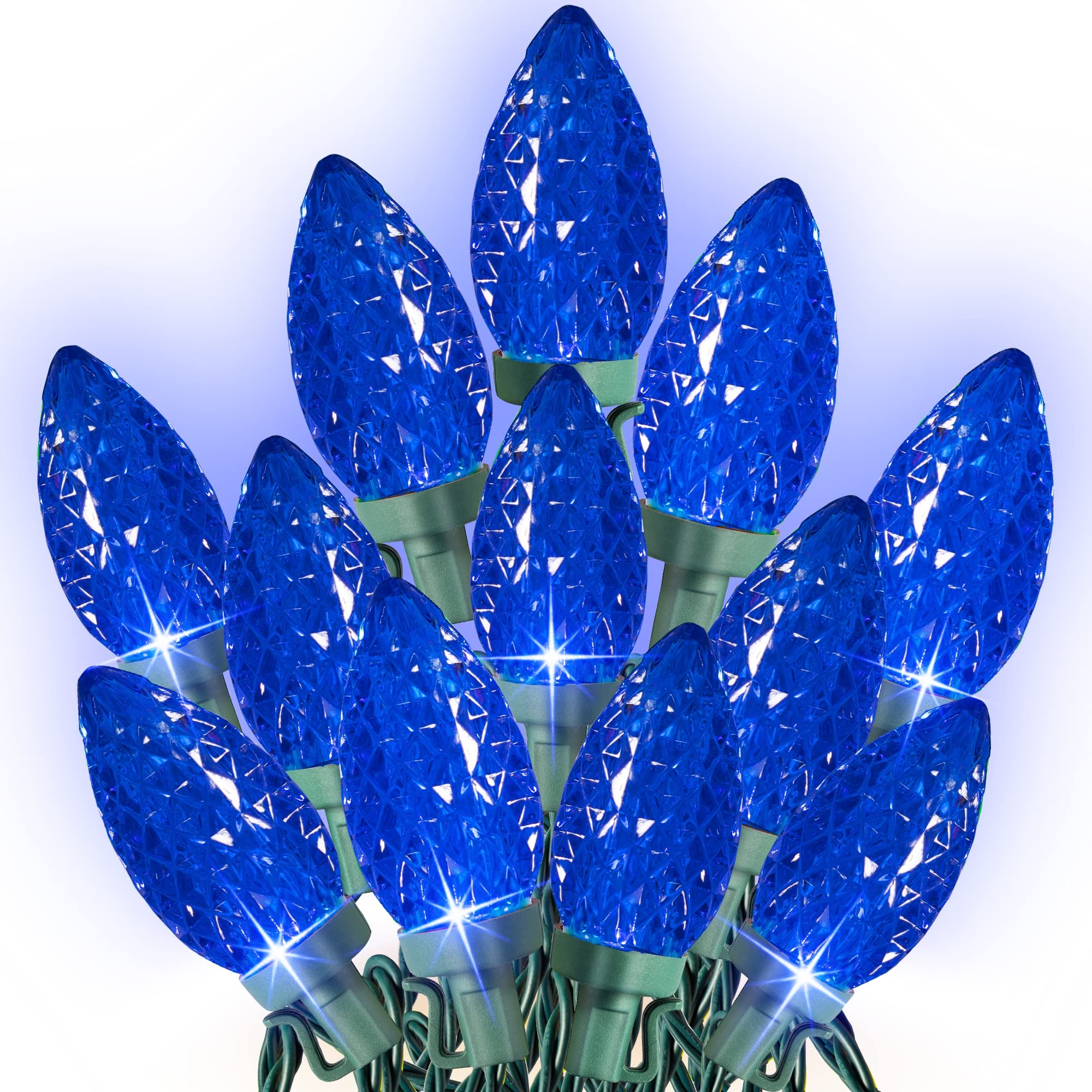 Dazzle Bright C9 Christmas String Lights, 100 Led Waterproof Red & White Fairy Lights, 66 Ft