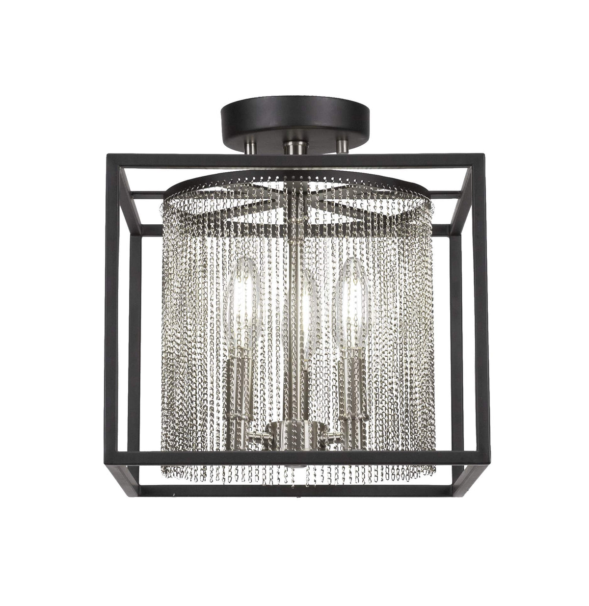 Toltec Lighting Cadina 3 Light Semi-Flush in Matte Black & Brushed Nickel (1337-MBBN)