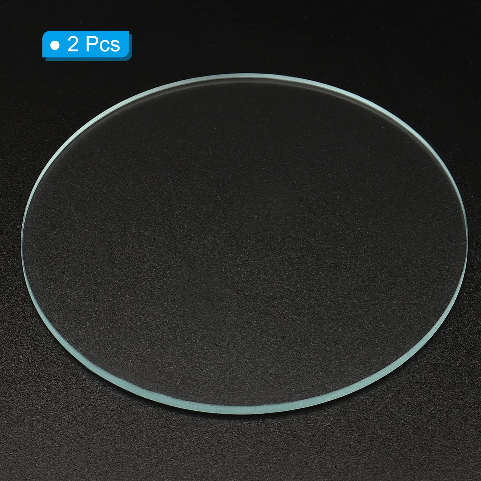 Patikil 2.91X0.08 Dia Flashlight Glass Lens, 2 Pcs Polished Edge Glass Lens For Led Light Source Lens Handheld Flashlight Replac
