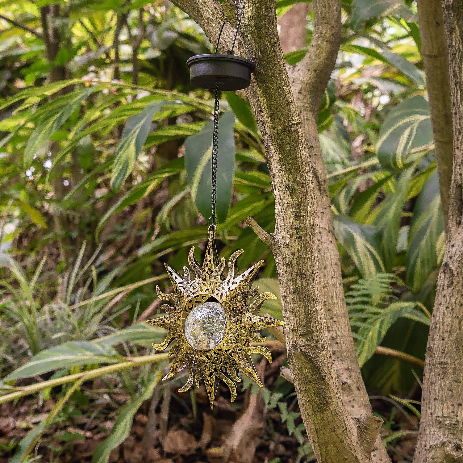 Solar Lights Outdoor Garden Decor Hanging Lanterns Decoration Metal Sunflower Gifts Waterproof for Yard Clearance Front Porch La