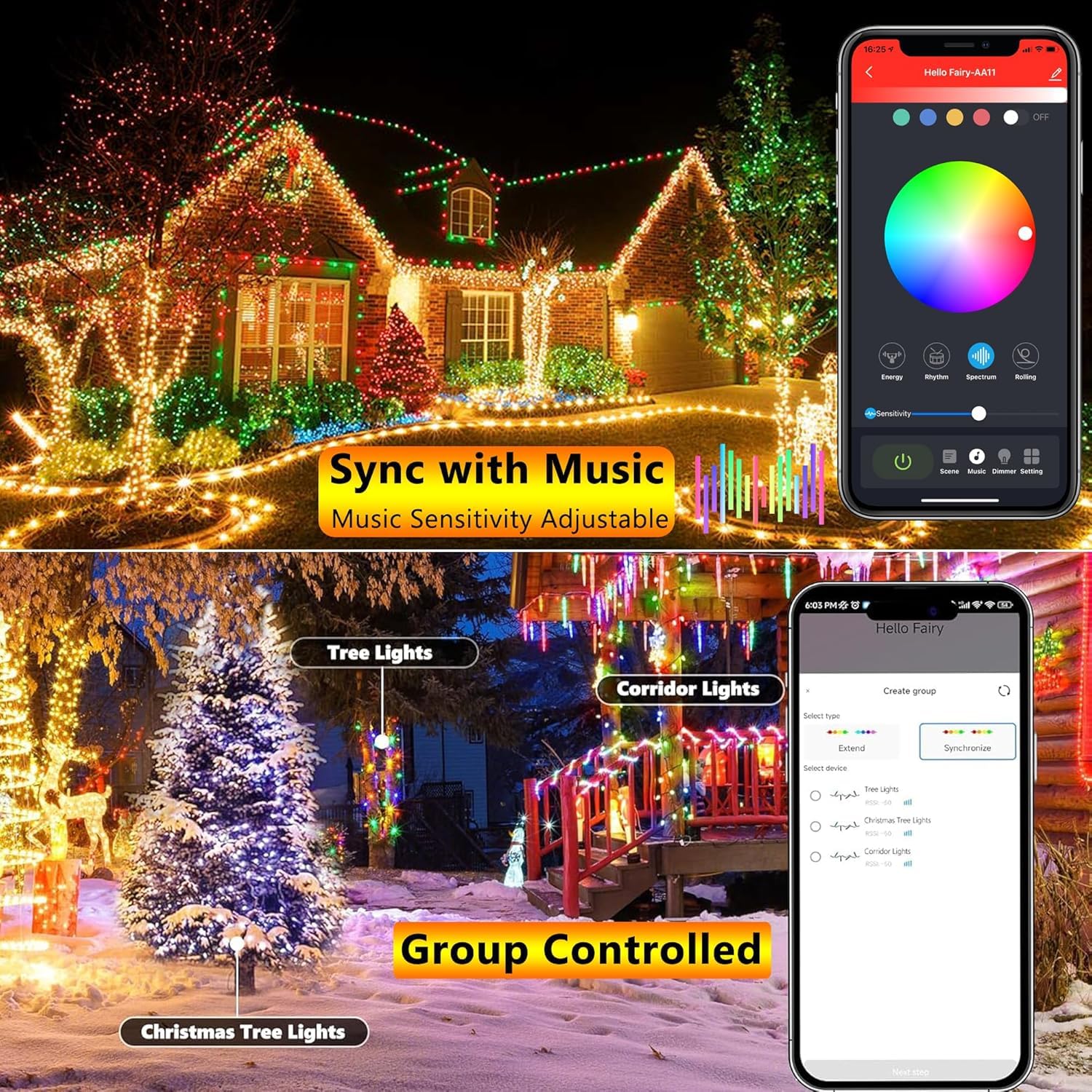 Ibaycon Smart Color Changing Christmas Lights  66Ft 200 Led Rgb Christmas Tree Lights Remote & App Controlled String Lights For Outdoor Indoor Christmas Decorations