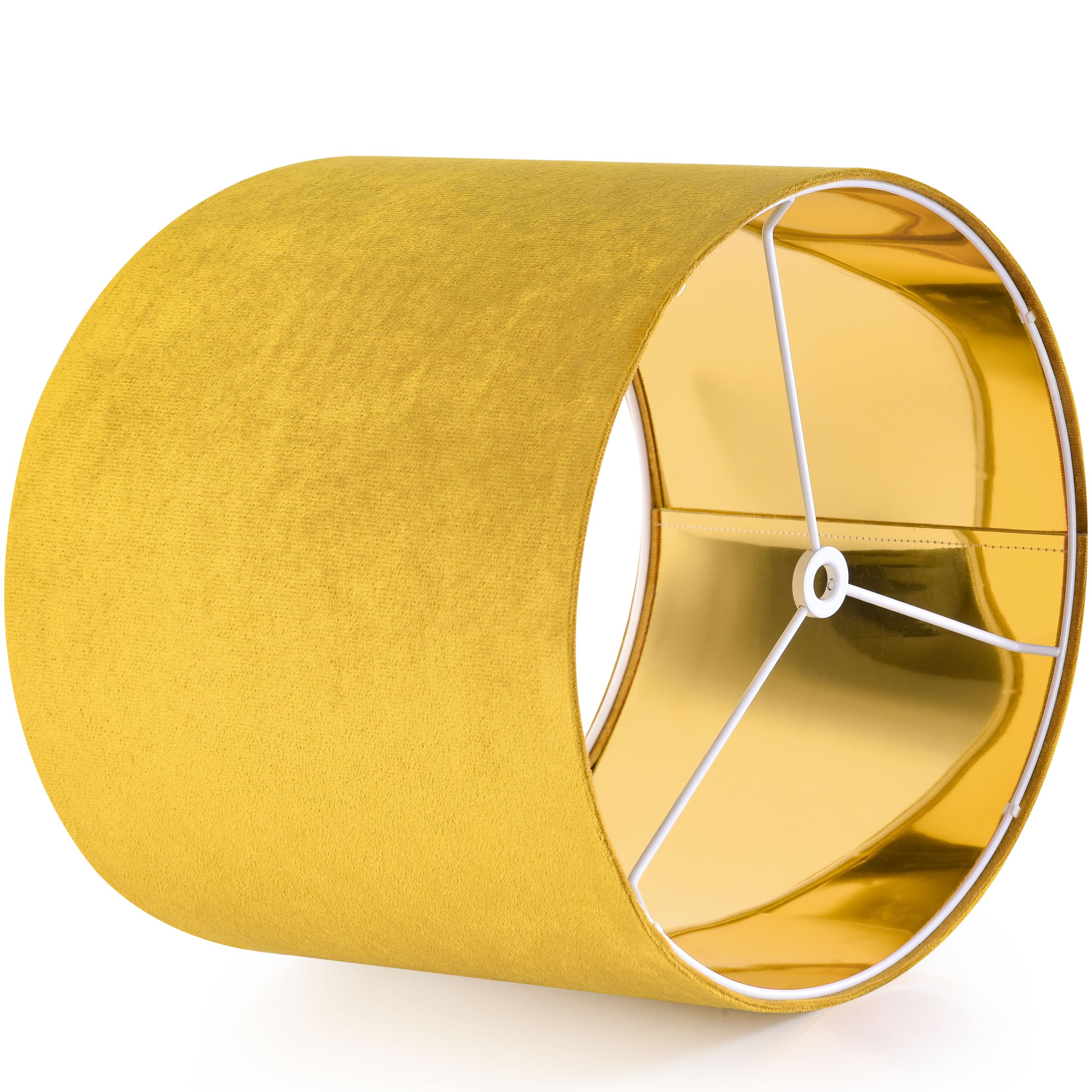 Go&So Yellow Velvet Drum Lamp Shade Set Of 2 Medium 13'' Top X 13'' Bottom X 10'' High(Spider) Modern Lamp Shades For Table Lamp