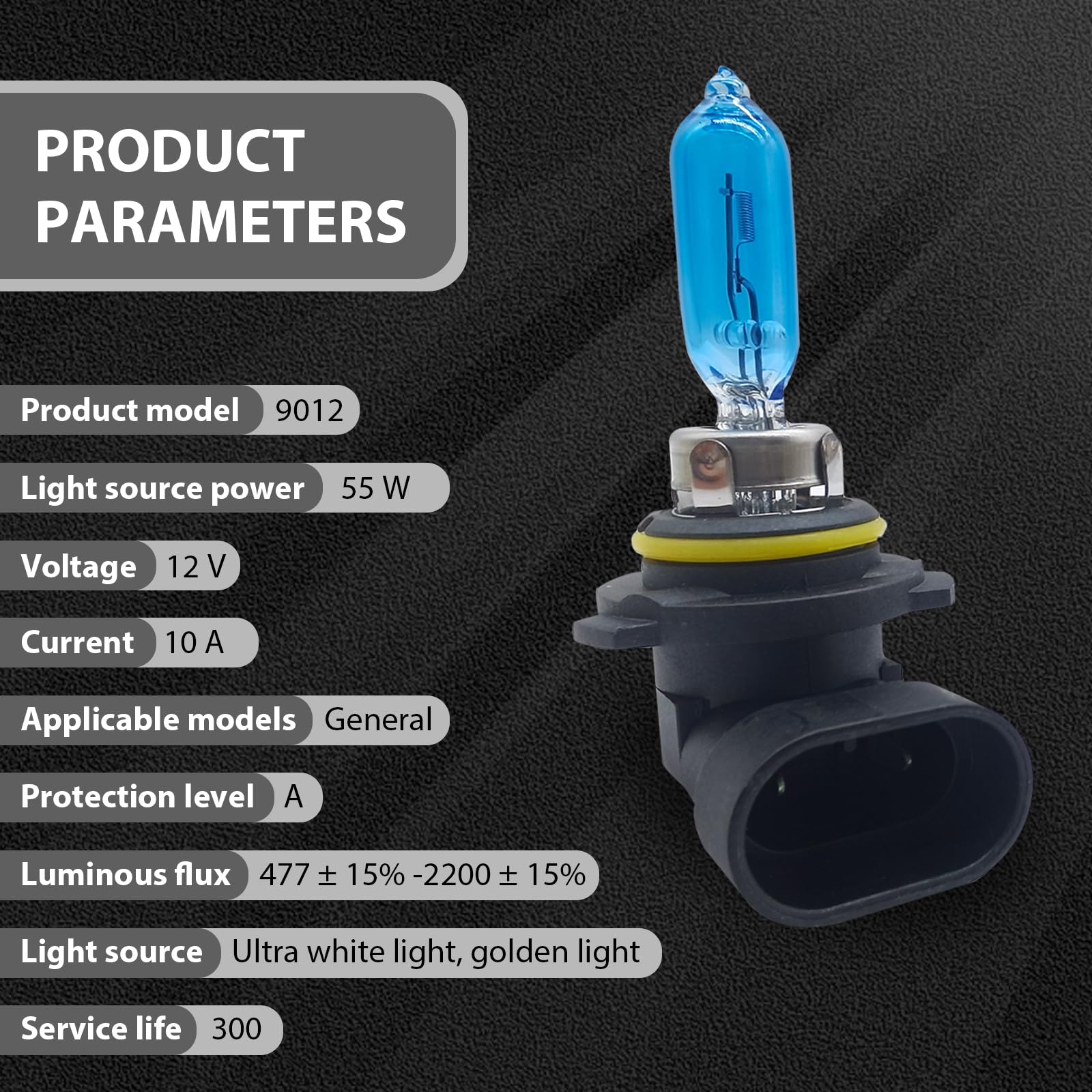 GKmow 9012 Halogen Bulbs, 12V 55W High Beam Lights, 2 PCS, White, Universal for Most Cars, SUVs, and Vans