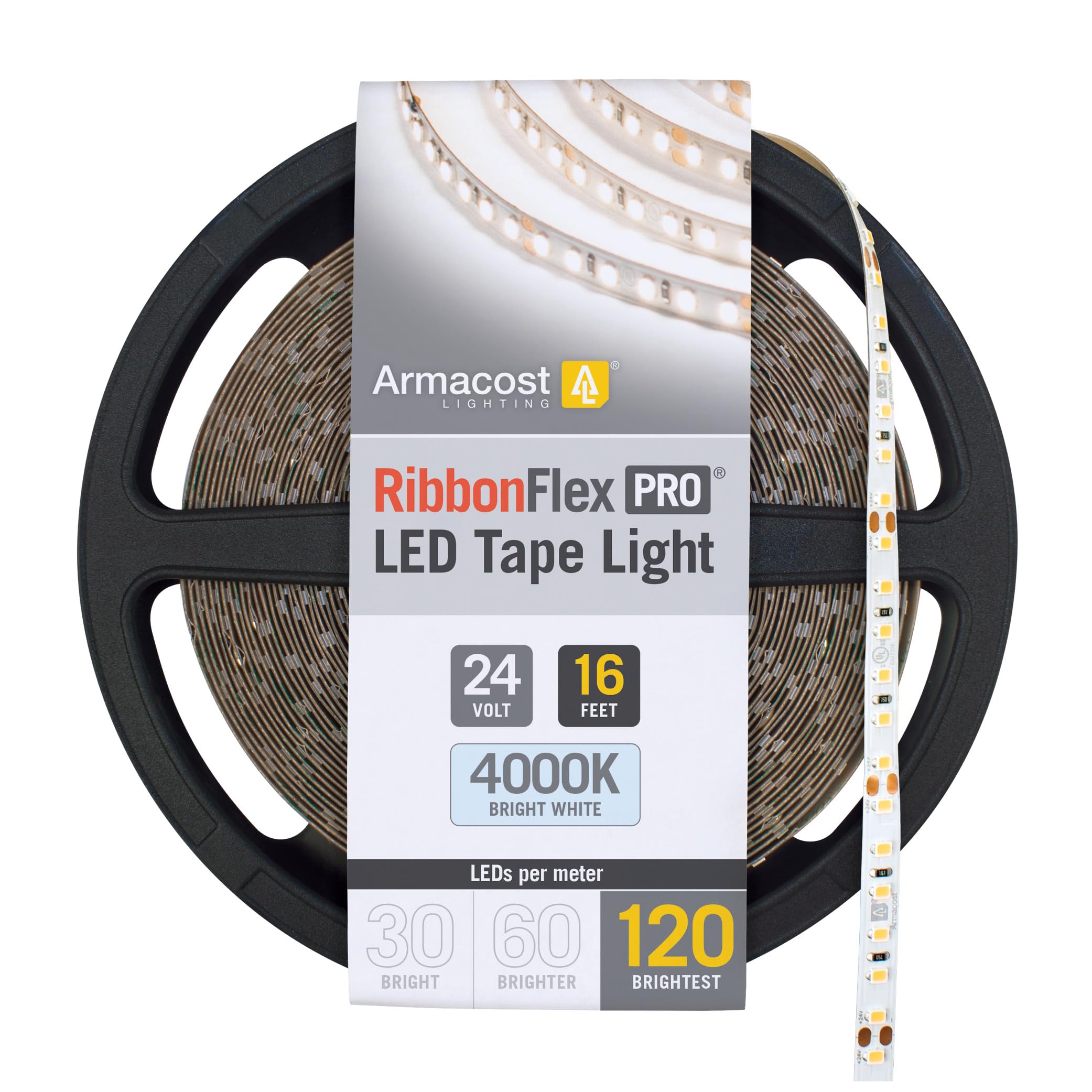 Armacost Lighting Ribbonflex Pro 24V White Led Strip Lights 120 Led/M  4000K  16.4 Ft 156230