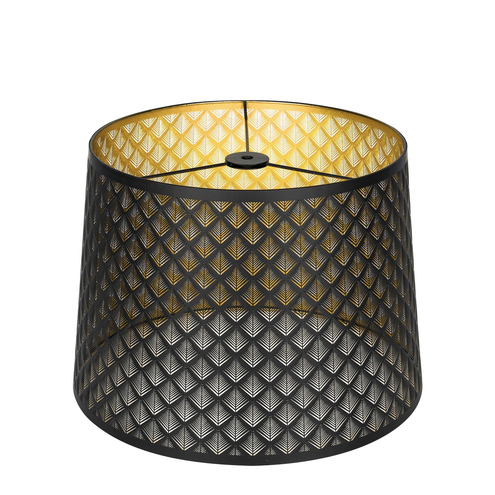 ALUCSET Metal Drum Lampshade, Arrow Design, 12x14x10 Inch, Black/Gold, Model LLA19231