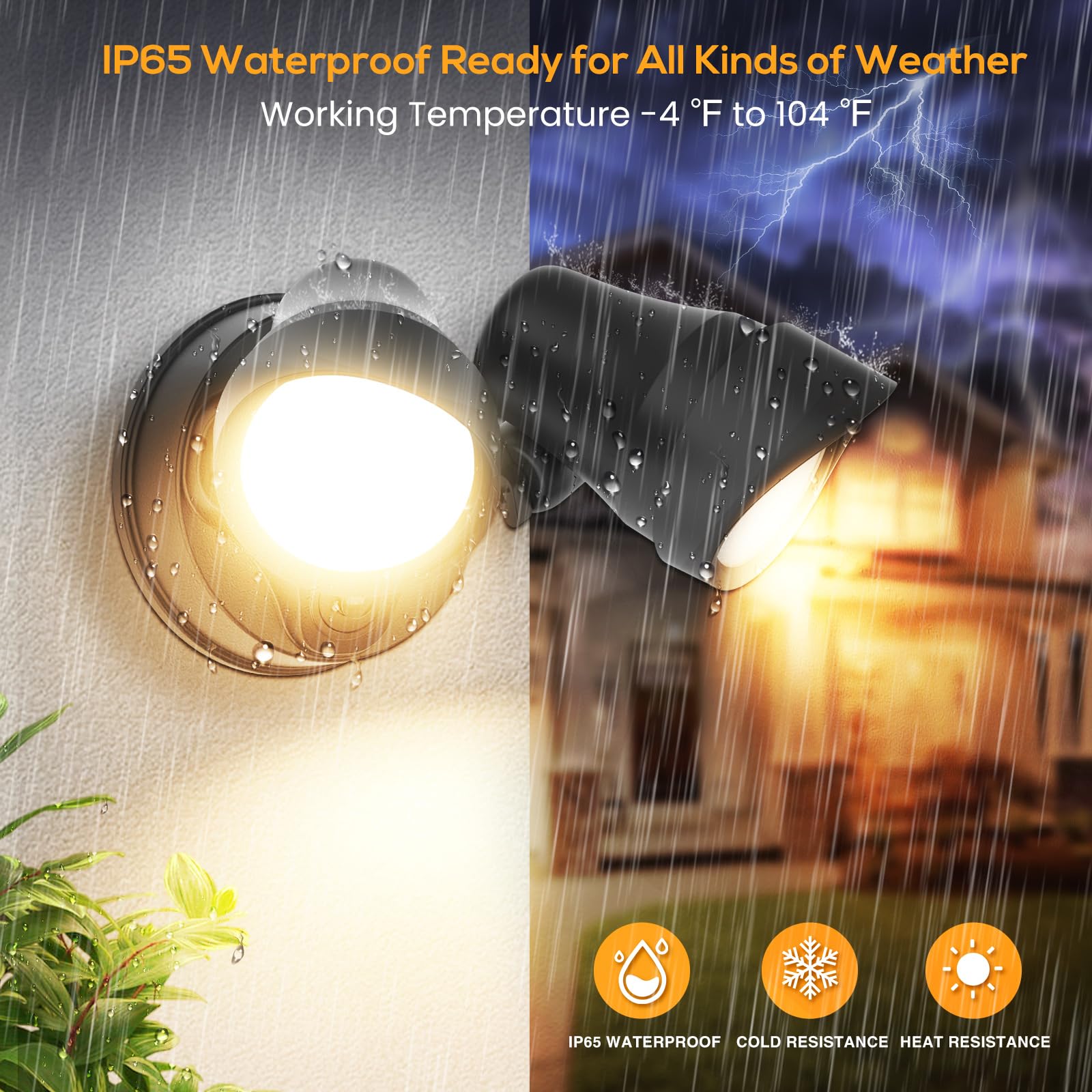 Alusso Dusk To Dawn Outdoor Lighting, 24W 2000Lm Dusk Till Dawn Outdoor Light, 3000K/4000K/6000K 3Cct Ip65 Security Lights Dusk To Dawn For House Garage Yard Walkway 2 Pack Black