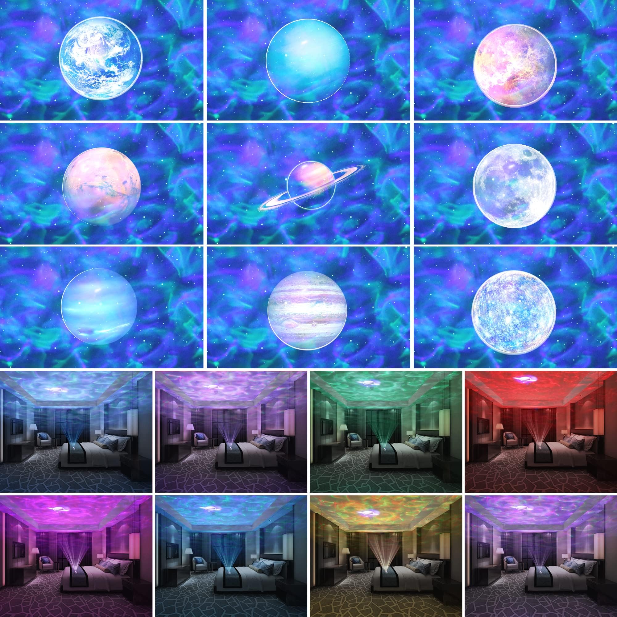 Lumoonosity Ocean Wave Projector - Starry Night Light With Speaker For Kids Room Decor