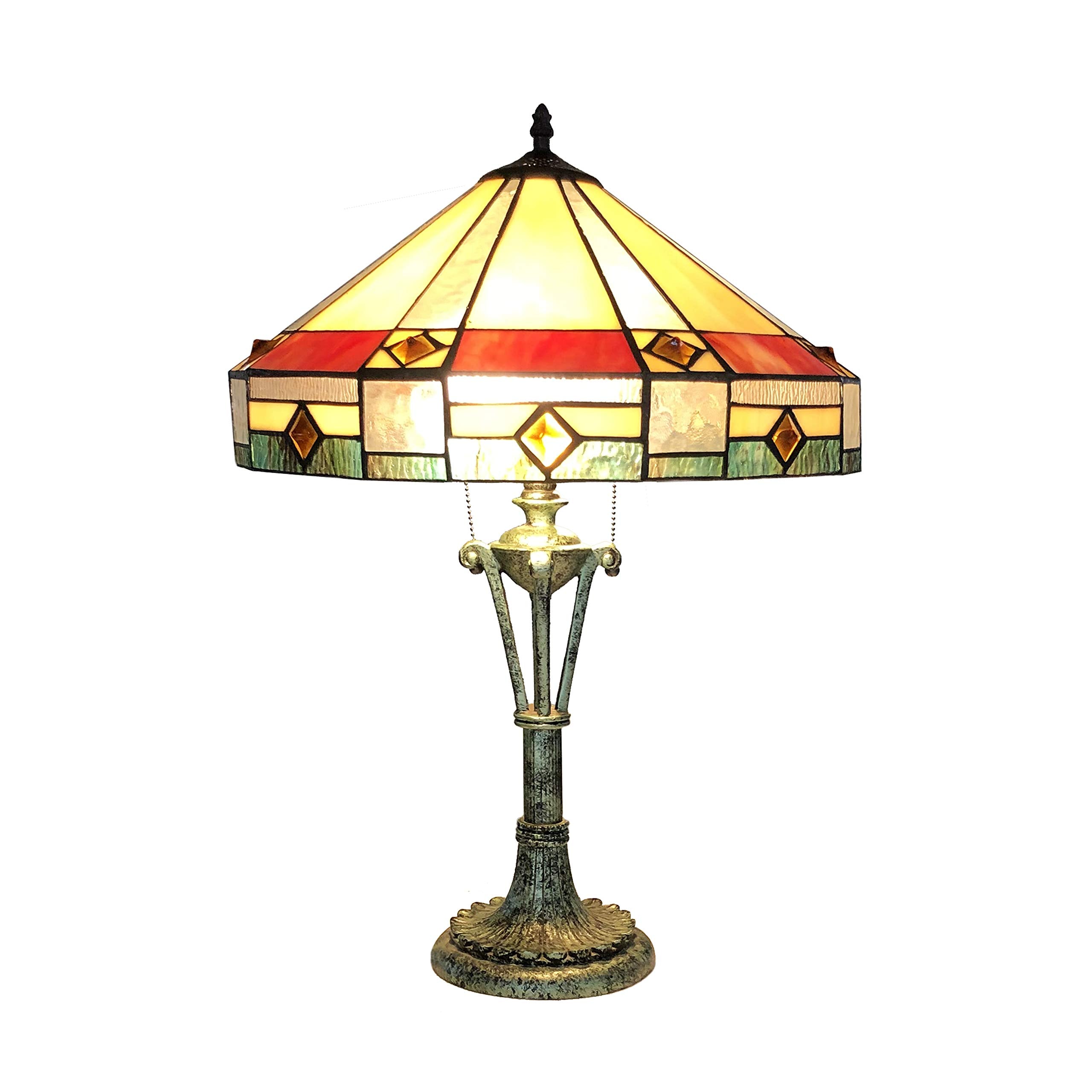 Chloe CH18143AM18-TL2 Ridley Tiffany-Style Mission Table Lamp with 18&quot; Shade, 26.5 x 18 x 18, Multicolor