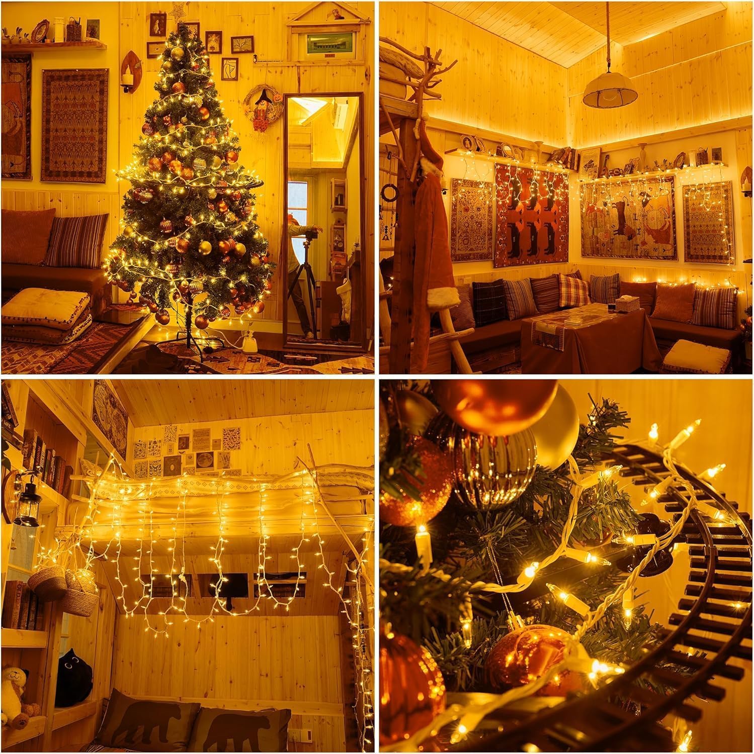 Dirnun Christmas Lights Clear White 100 Count Incandescent Light Ul Certified Connectable Christmas Tree Lights With White Wires For Indoor Outdoor Xmas  Wedding  Holiday  Party  Home Decorations