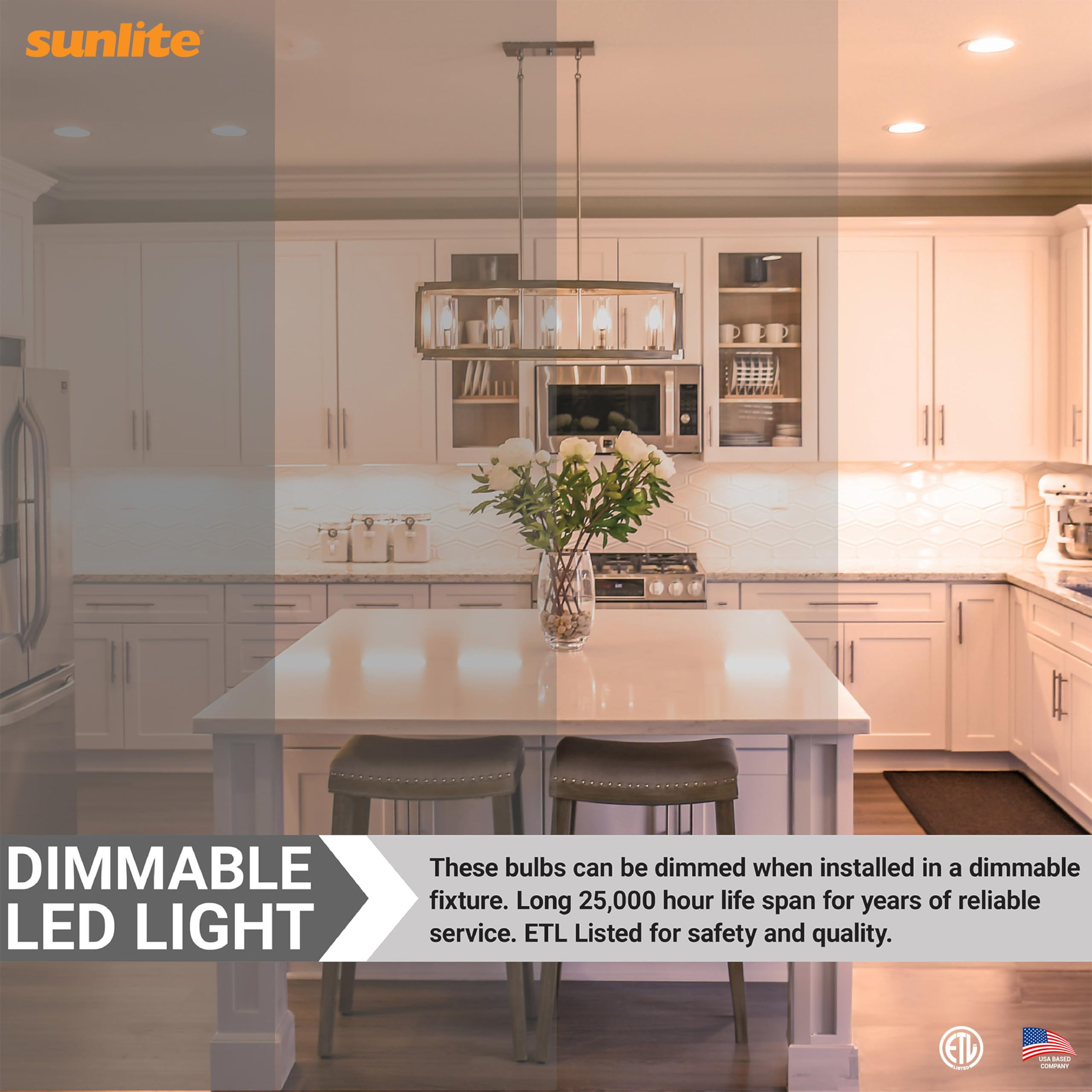 Sunlite 41380-Su Led Torpedo Tip B11 Chandelier Light Bulb, 7 Watts (60W Equivalent), 500 Lumens, Medium Base (E26), Dimmable, 27K - Warm White, 6 Pack, Frost