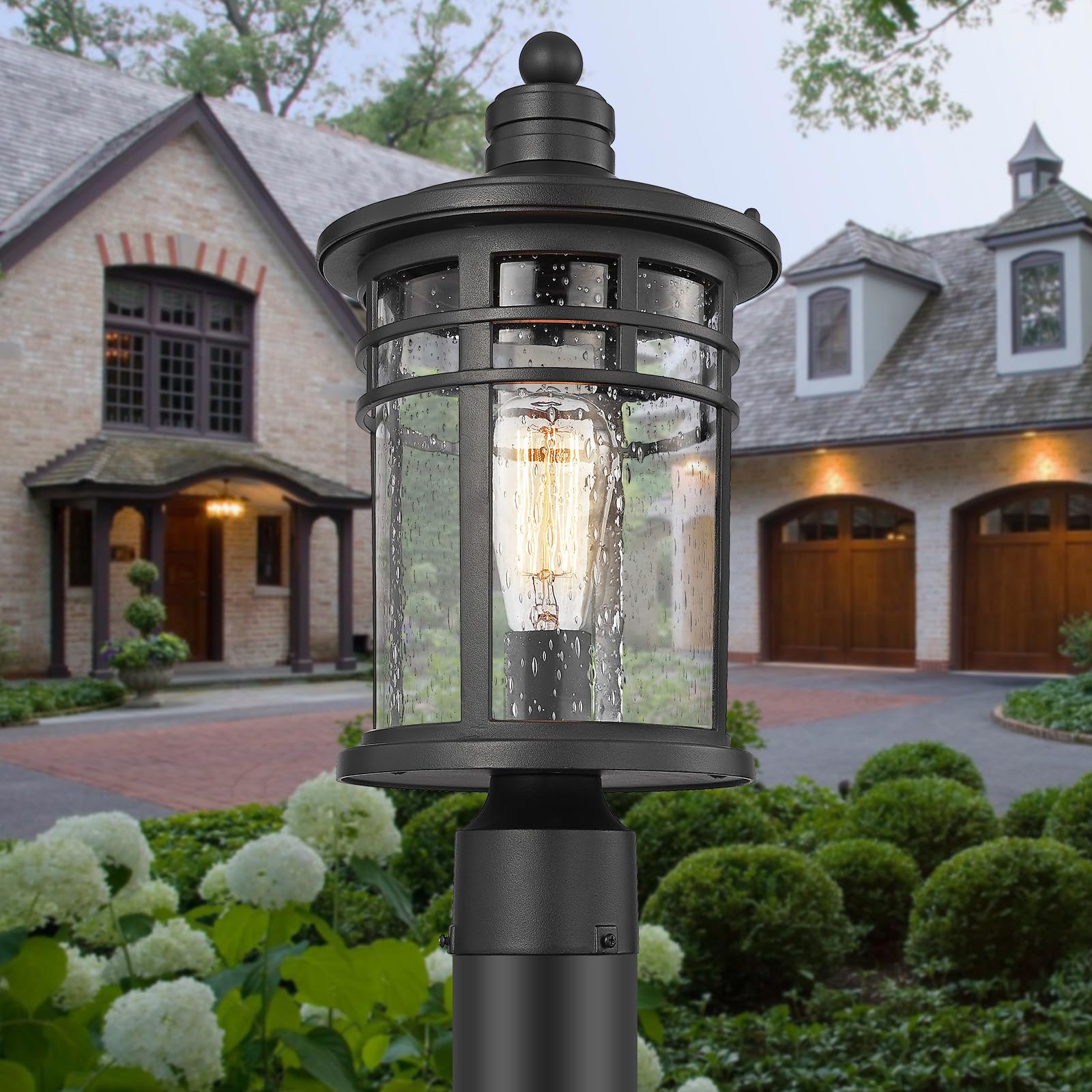 Darkaway Large Outdoor Post Lights Lamp Posts Outdoor Lighting  17Inch Post Lights Waterproof 2 Pack Outdoor Light Fixtures With Glassfor Outside Patio Yard Pathway