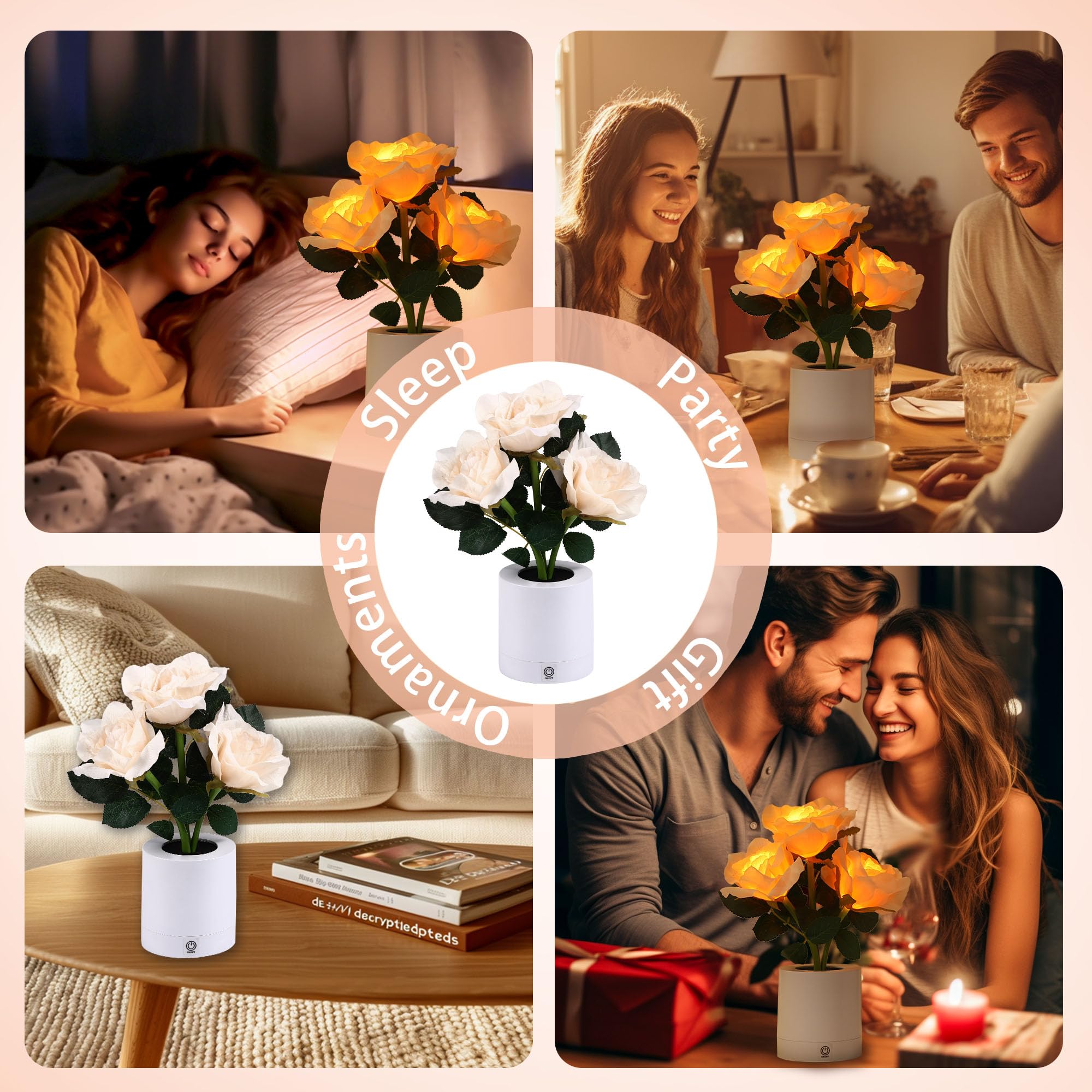 Wsyear Mothers Day Forever Flower Lamp Touch Lamp Gifts For Women Her Wife Girlfriend Daughter, Dimmable Table Lamp Rose Lamp Fl