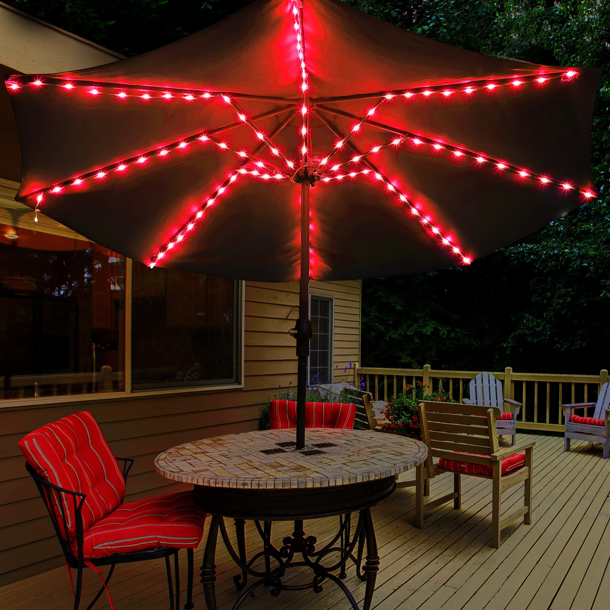 Enhon Patio Umbrella String Lights, 16 Color Changing LED, 12 Modes, Remote Control, Waterproof, Blue, Model E-0178