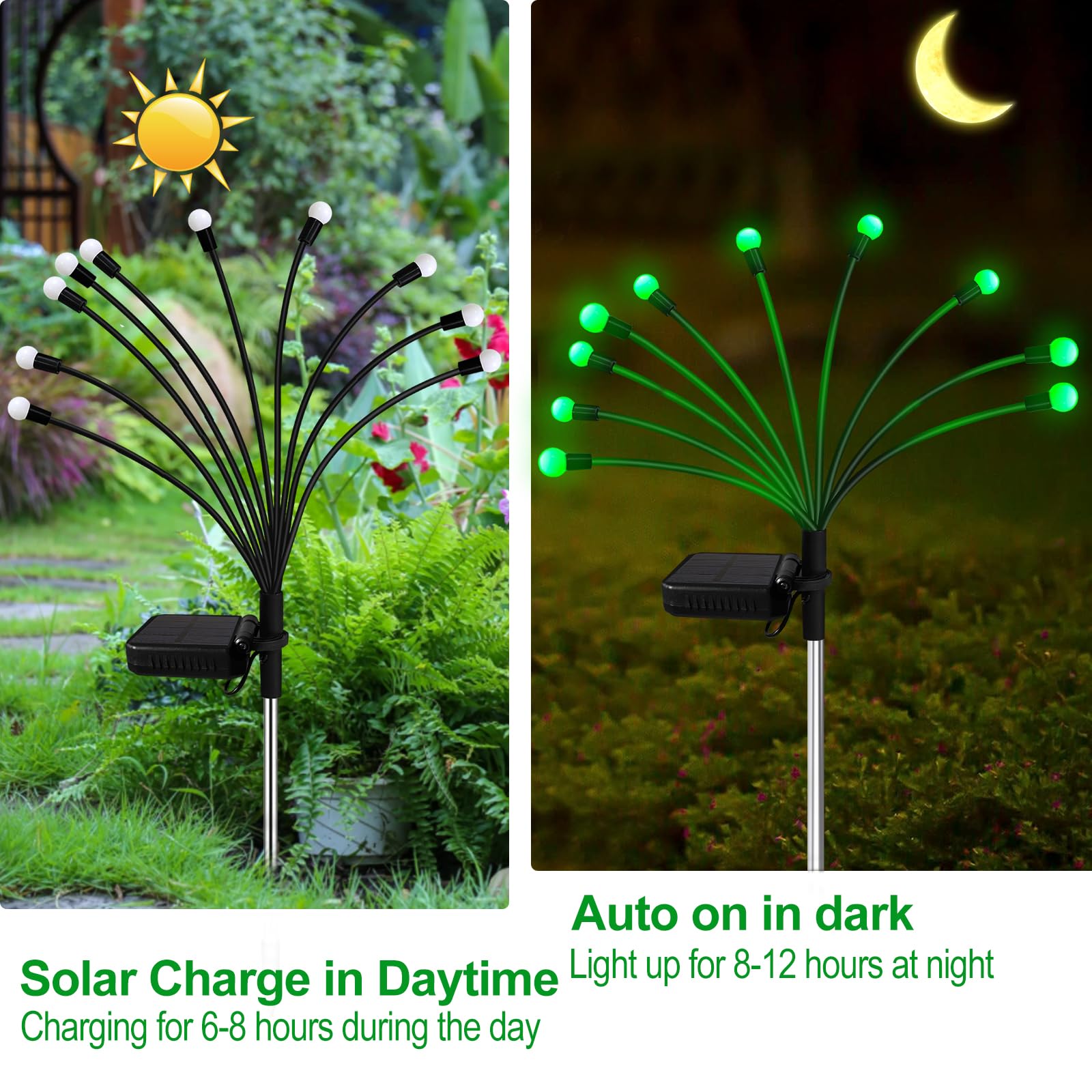 Kohlrabi 2 Pack Green Solar Led Firefly Lights For St. Patrick'S Day Outdoor Decor