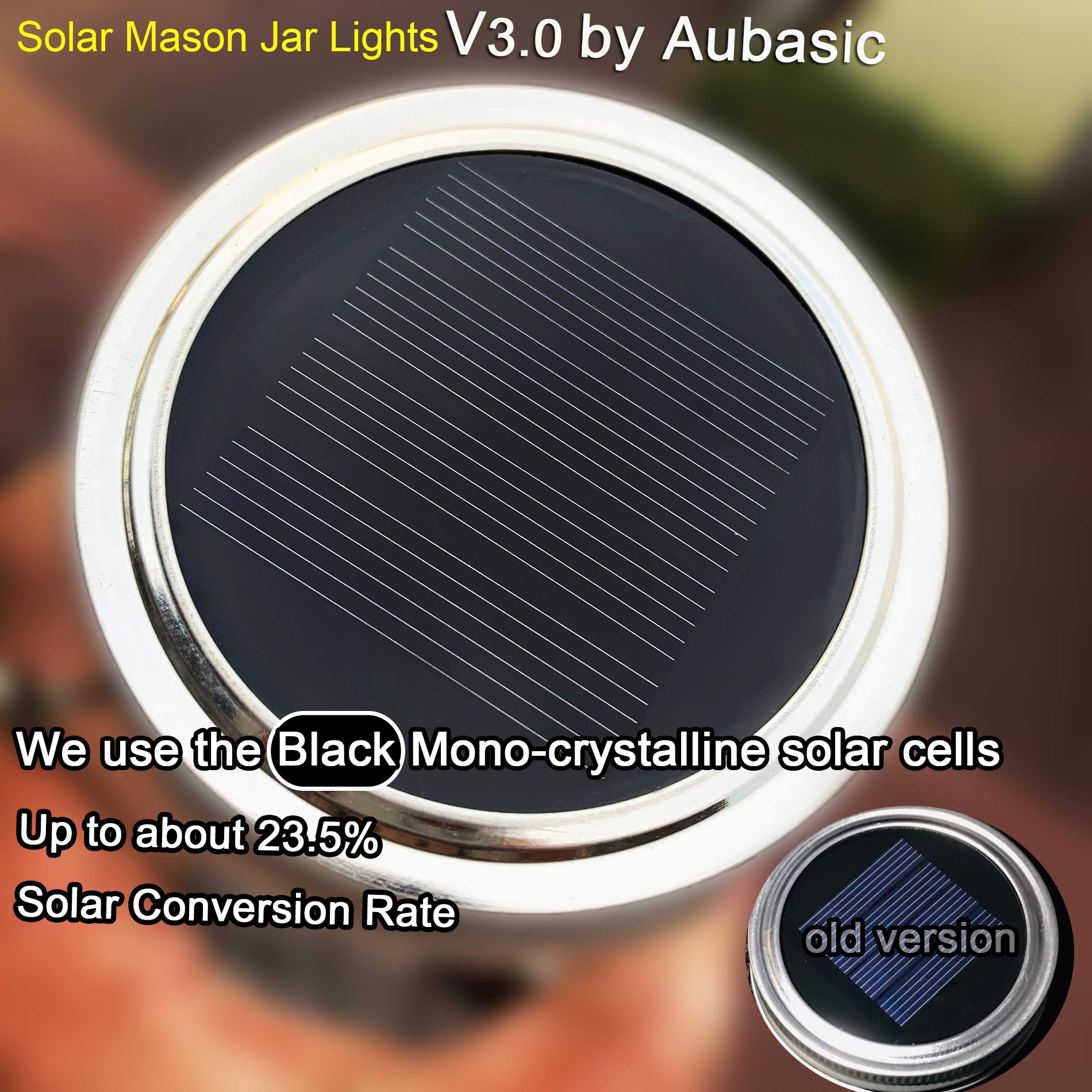 Aubasic Solar Mason Jar Lights, 30 LEDs Fairy String Lights, 2-Pack Outdoor Hanging Lanterns