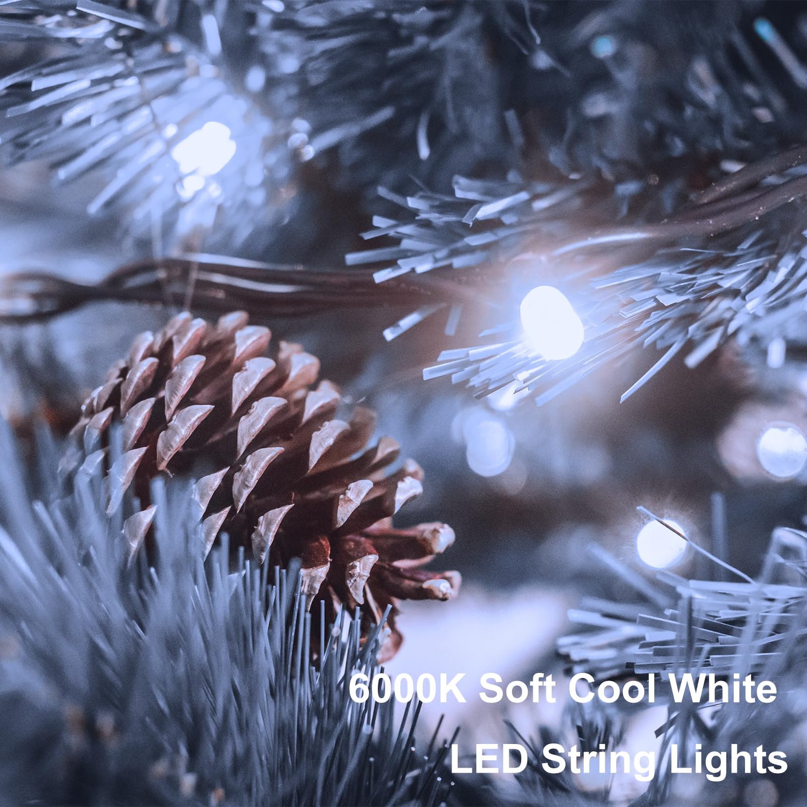 2 Pack String Lights Battery Operated, 33Ft 100 Led Christmas Fairy Lights Waterproof Green Wire Tree Lights With Remote 8 Modes Timer For Bderoom Garden Party Wedding Decoration (Cool White)