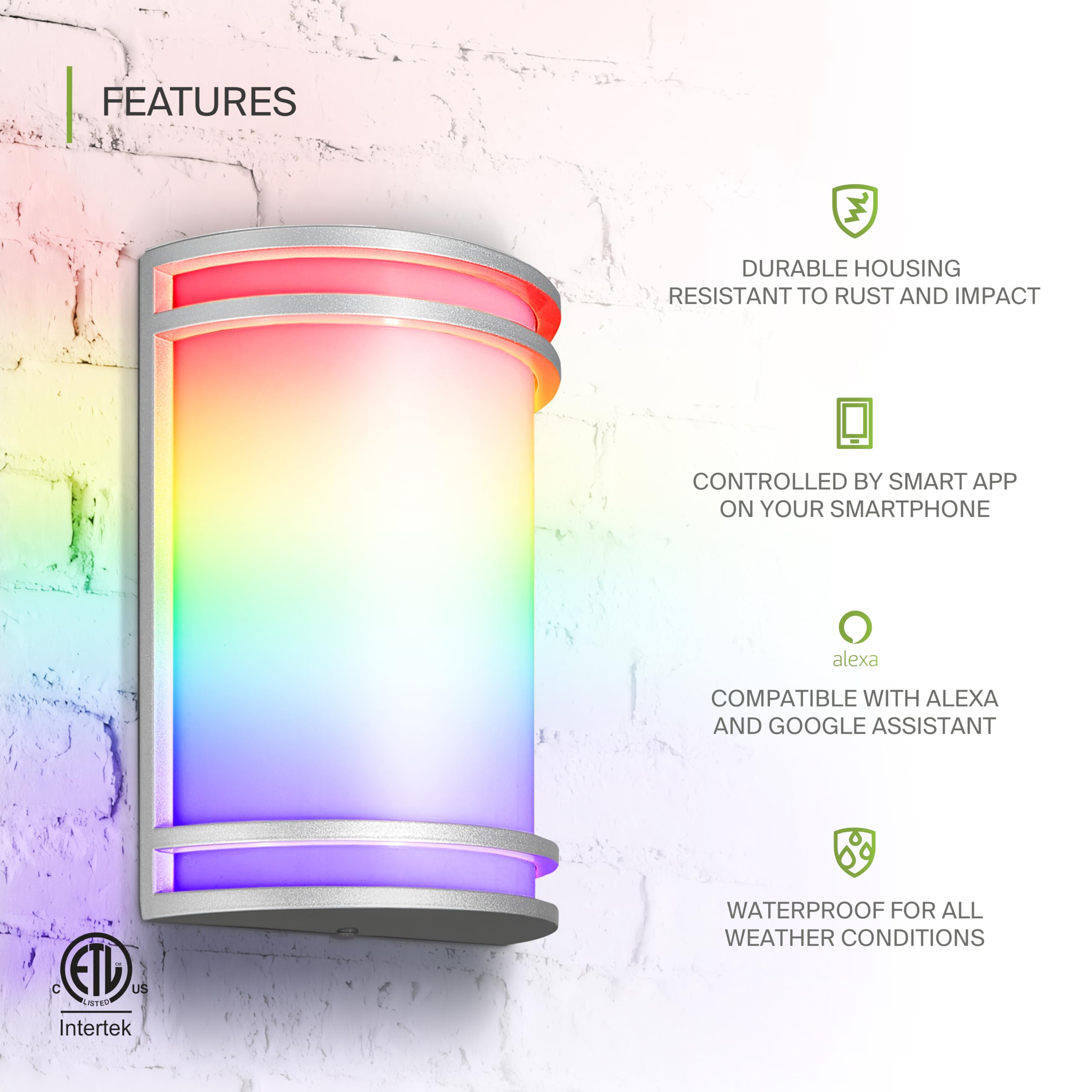 ASD 10 Inch Smart RGBW LED Wall Light Fixture - Brushed Nickel, Dimmable, Remote Control, Model A-LWS21MV10D15SR-NK