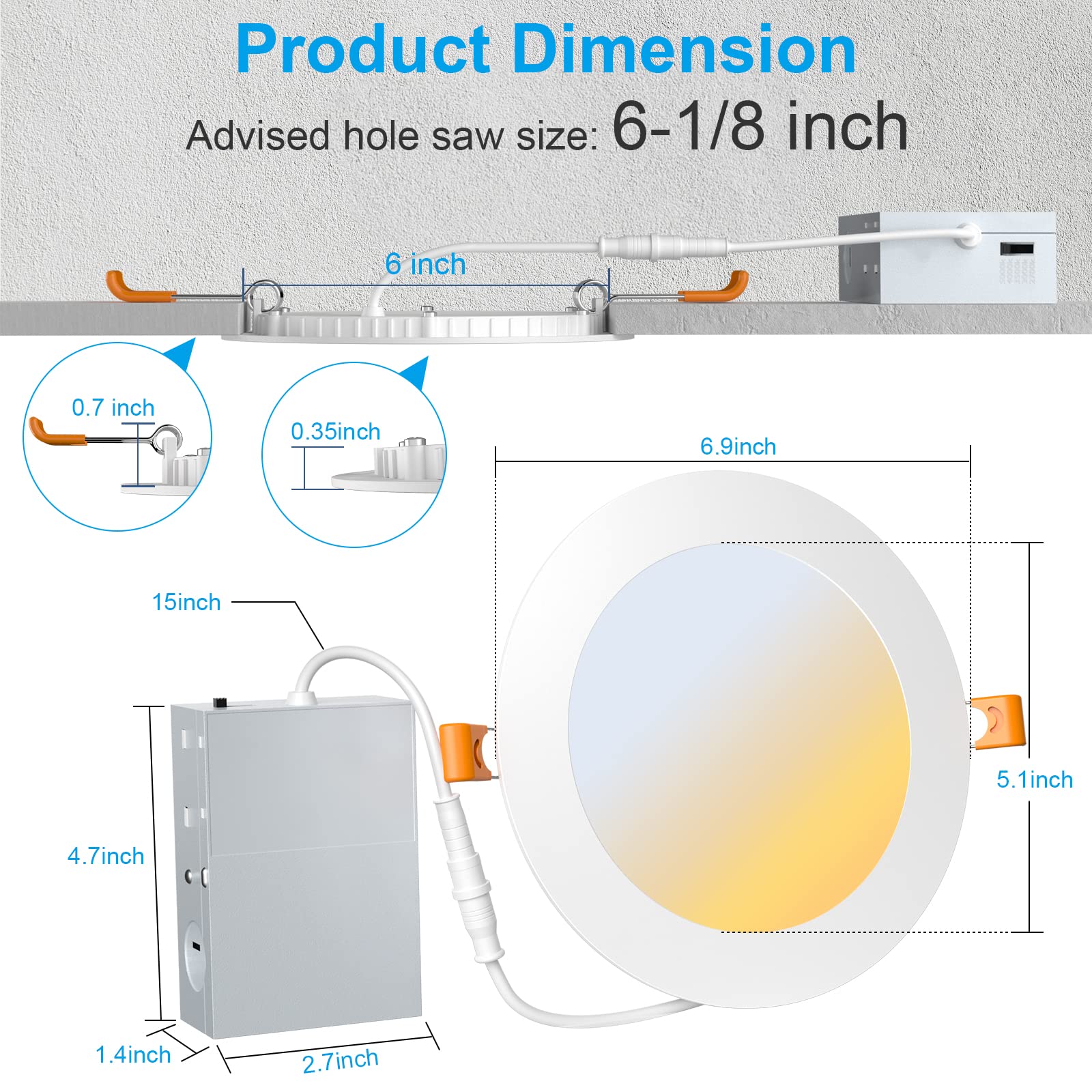 Miootly Recessed Lighting 6 Inch 12 Pack Led Ceiling Light Fixture 12W 2700K/3000K/3500K/4000K/5000K Dimmable Can Lights With Junction Box For Home Kitchen Bedroom Livingroom
