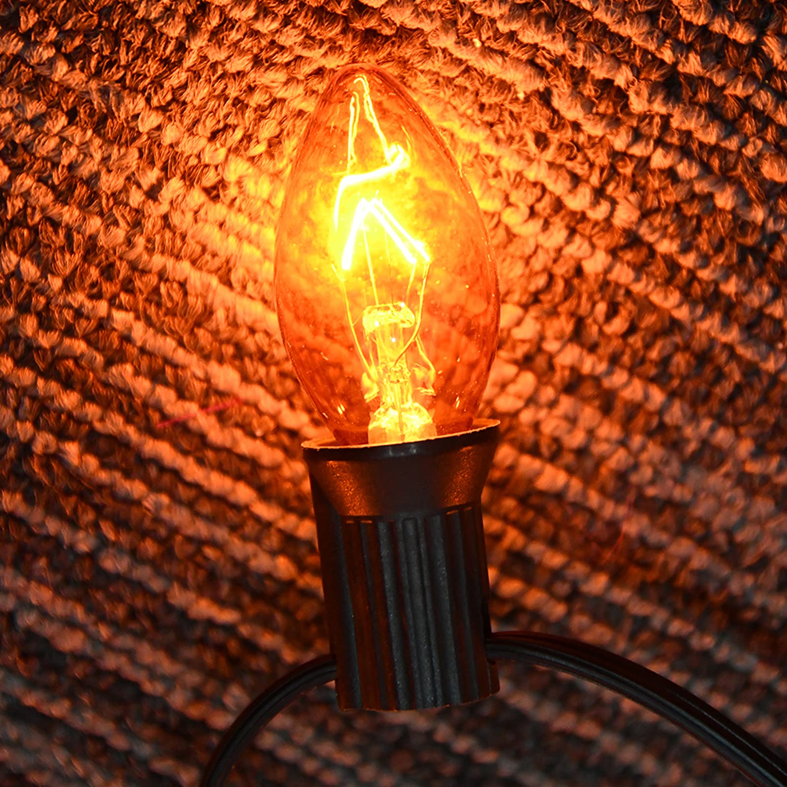 SUNSGNE C7 Orange Light Bulbs, 25 Pack, Clear Orange Incandescent, E12 Candelabra Base, 5 Watts