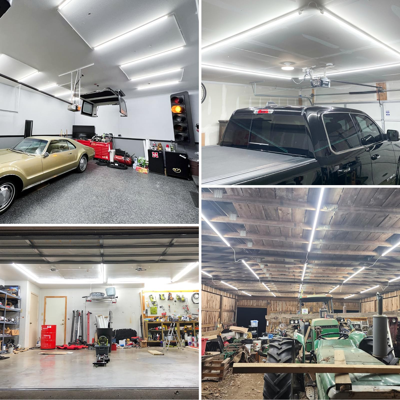Suslum 2-Pack T8 Led Shop Light 4Ft  42W 6300 Lumen 6000K Cool White  4 Years Warranty  Linkable And Plug And Play Lights For Garage Ceiling Workshop Commercial Lighting