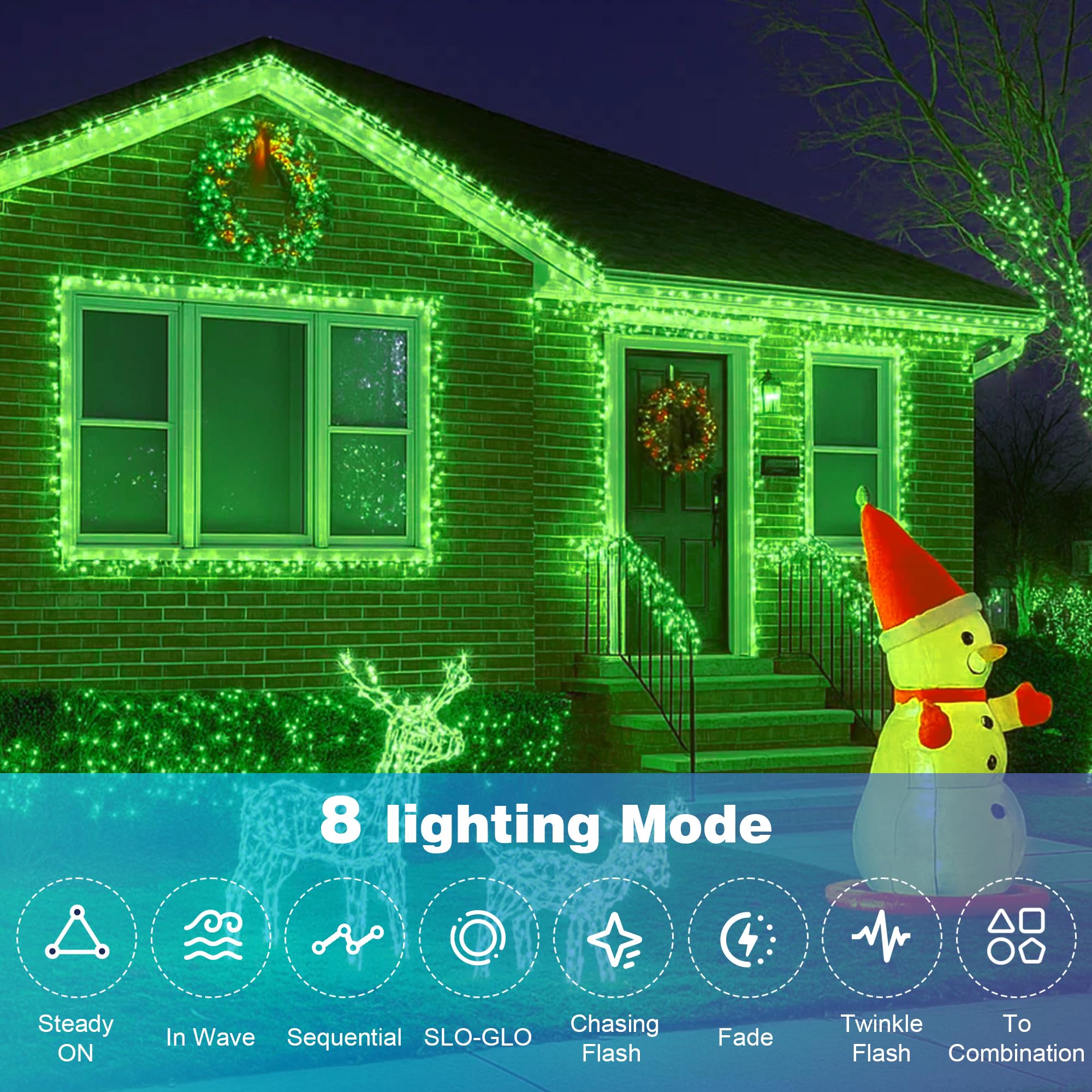 Domolli Christmas Lights 500Led 164Ft  Waterproof Christmas Tree Lights With 8 Modes  Remote Control 3 Timers & Memory Function Xmas Decorations For House And Holiday (Green)