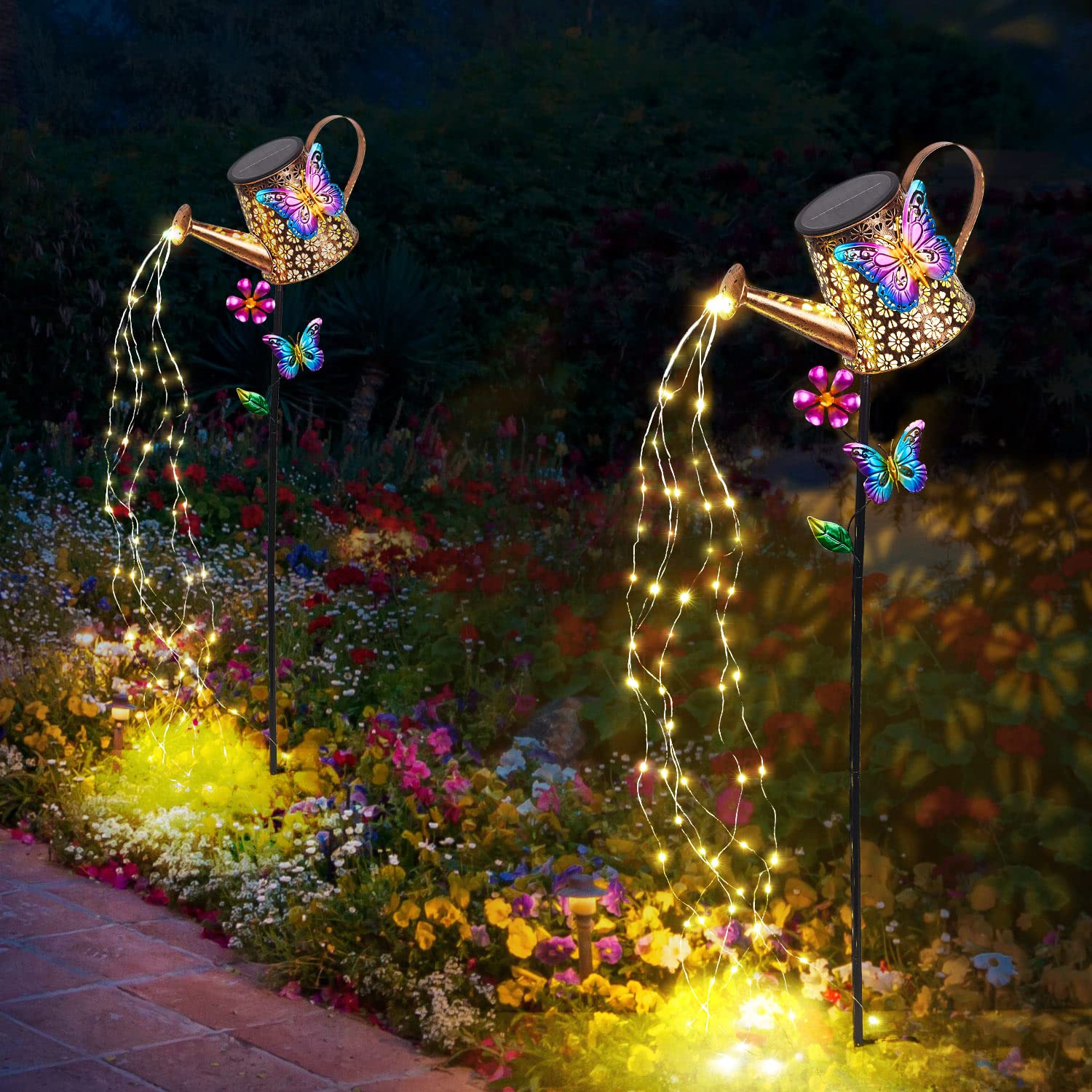 Newinhome Solar Watering Can - Waterproof Garden Stake Light, Bronze, Model Shuihu, Outdoor Decoration for Lawn and Patio