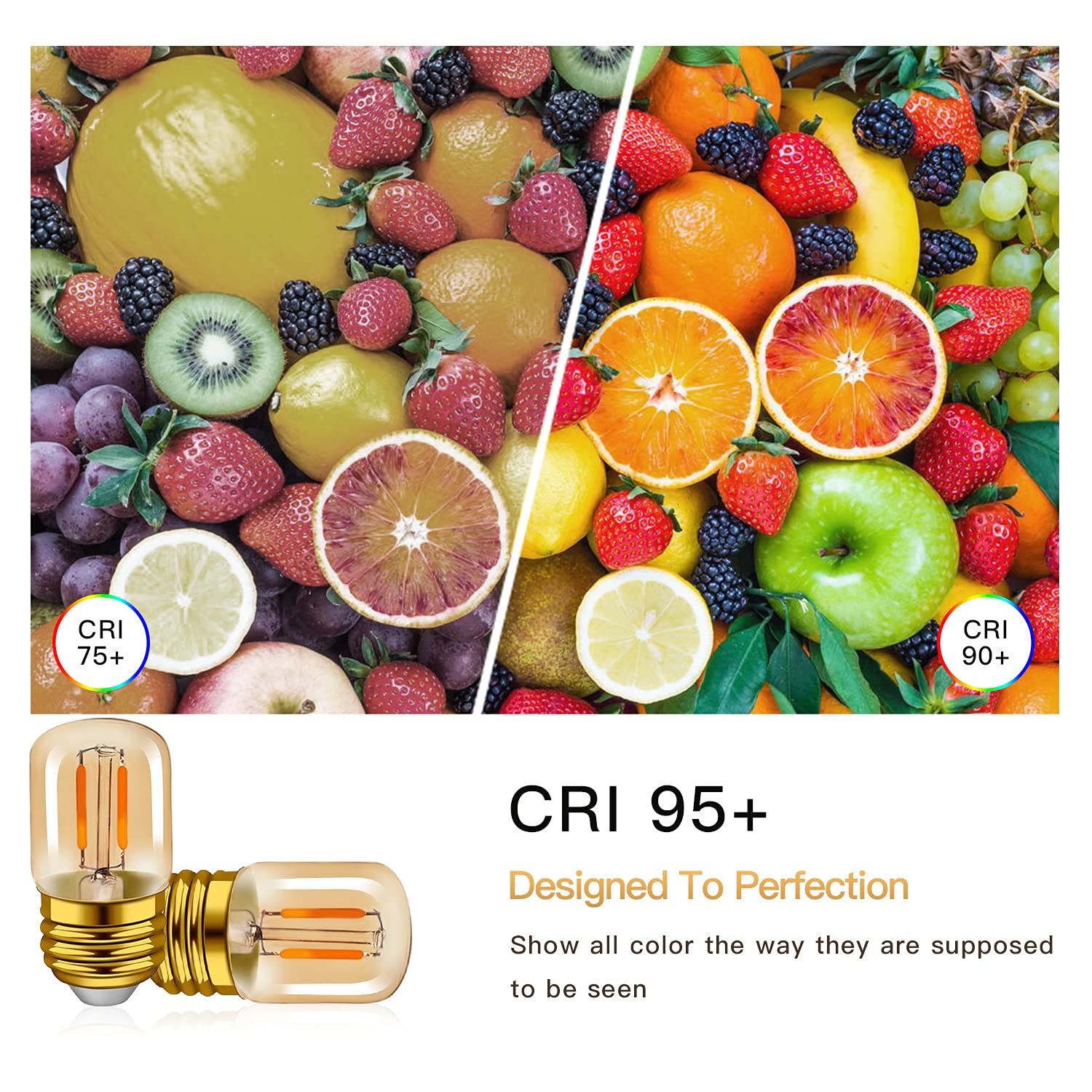 Hcnew E26 Led Amber Night Light Bulbs 1W, T28 Mini Edison Tube Lamp 2200K Warm, 10W Incandescnet Equivalent,Non-Dimmable Replace