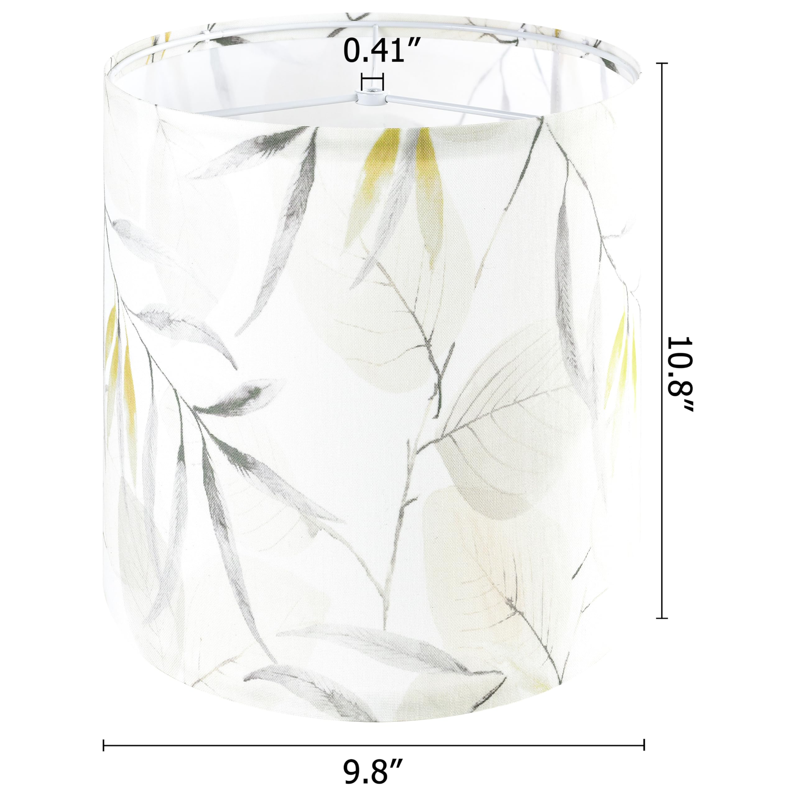 Set Of 2 Tall Drum Lamp Shade Leaf Patterned Lamp Shade - 9.8'' X 9.8'' X 10.8'' - Ideal For Table & Floor Lamps - Natural Linen