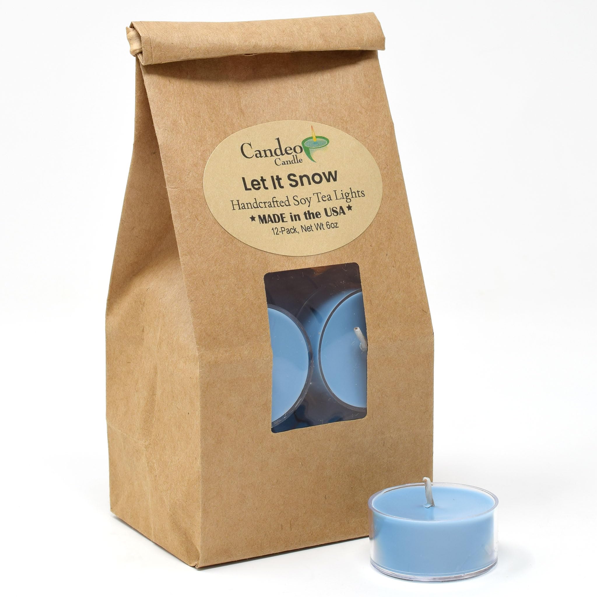 Let It Snow Scented 12 Pack - Soy Tealight Candles - Highly Scented - Made with Soy Wax - Handmade in The USA - Candeo Candle - Christmas, Winter, Holiday Scents