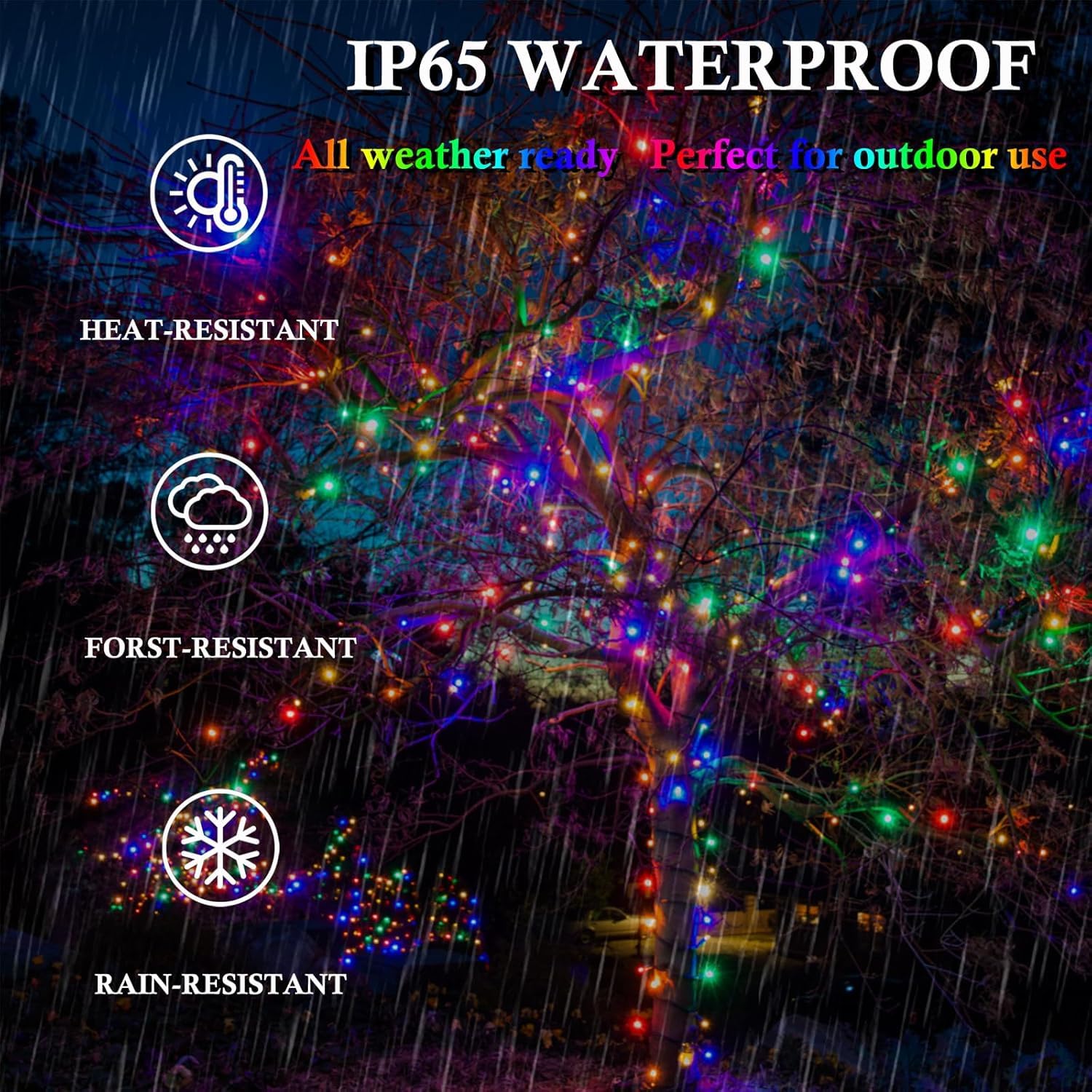 KAQ Solar String Lights, 400LED, 132FT, 8 Modes, IP65 Waterproof, Multicolor, 4-Pack