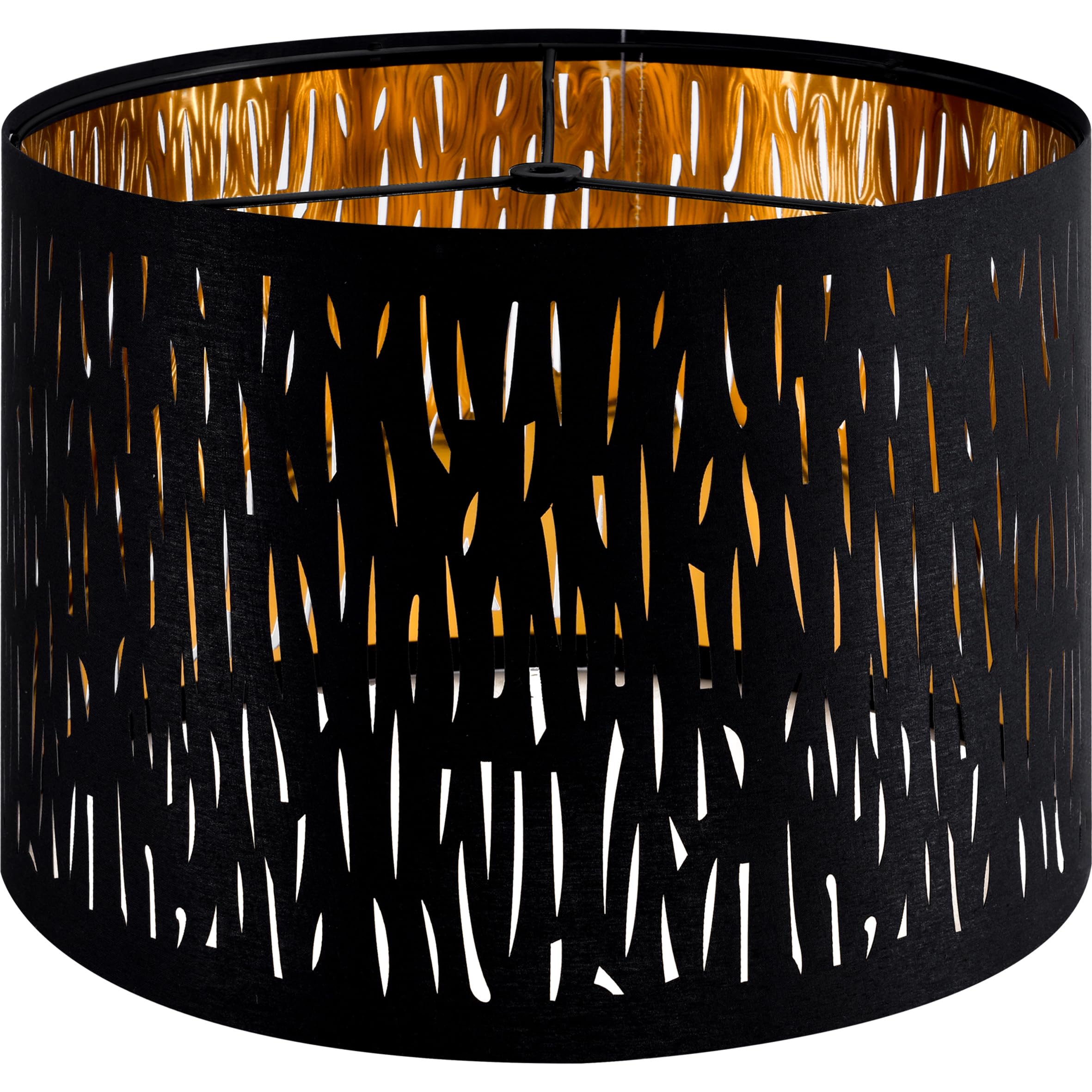 Black Large Drum Lamp Shades, 16 Top x 16 Bottom x 10 High(Spider), Industrial Etching Vertical Stripe Floor Lamp Shade, Replace