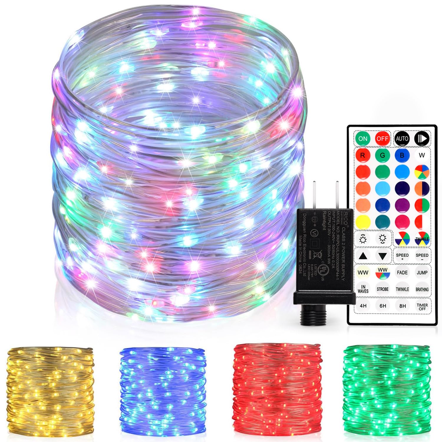 Outdoor String Lights, Rope Lights with Remote, Waterproof String Lights Outdoor Fairy Lights Twinkle Lights for Wedding, Patio,