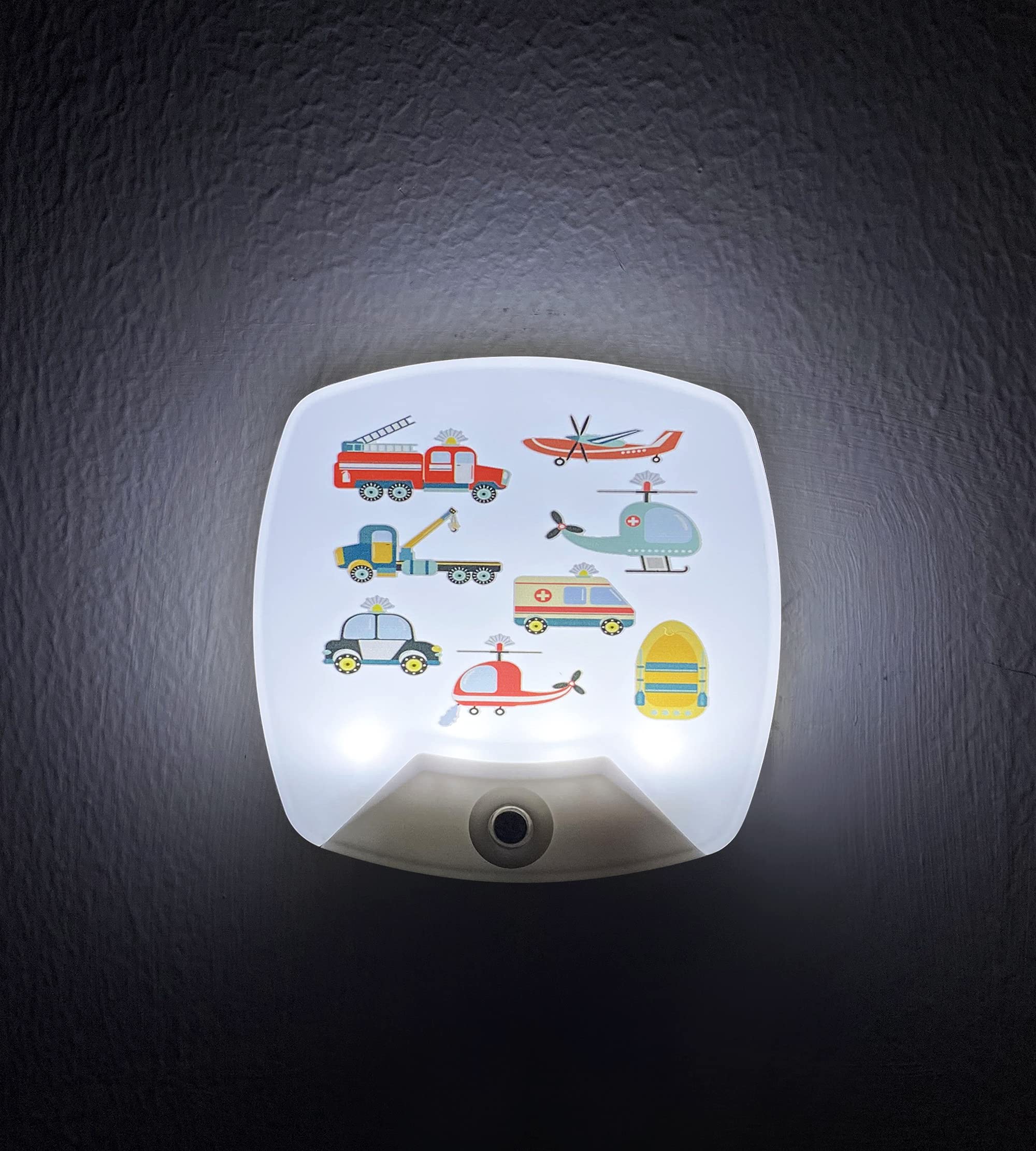 2 Pack - Cartoon Car and Aircraft LED Plug-in Night Light for Kids - Wall Lamp Take Good Care Children Sleep Light Sensor Auto C