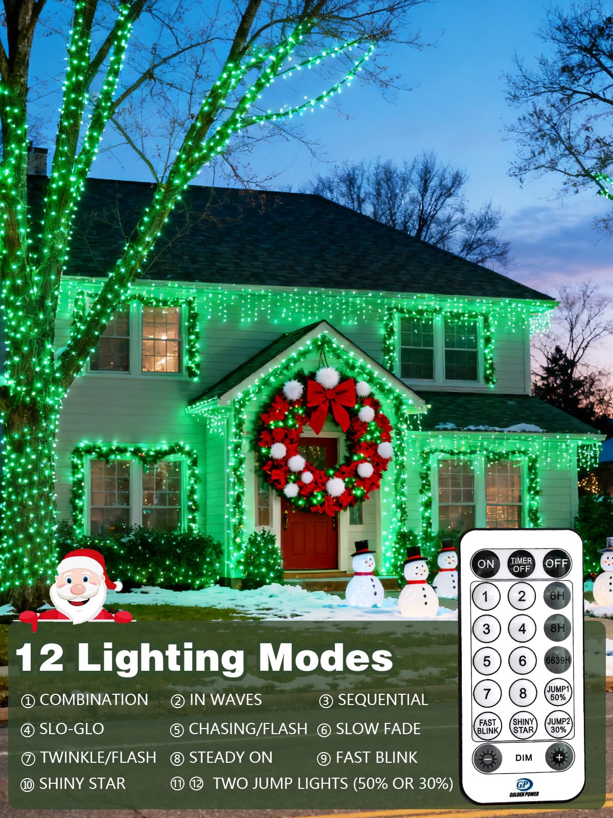 Voice Controlled Christmas Lights With Remote  99 Ft 300 Led String Lights Indoor Outdoor With 12 Modes 3 Timers  Dimmable Twinkle Light Plug In Waterproof For Xmas Tree Yard Party Decorations  Green