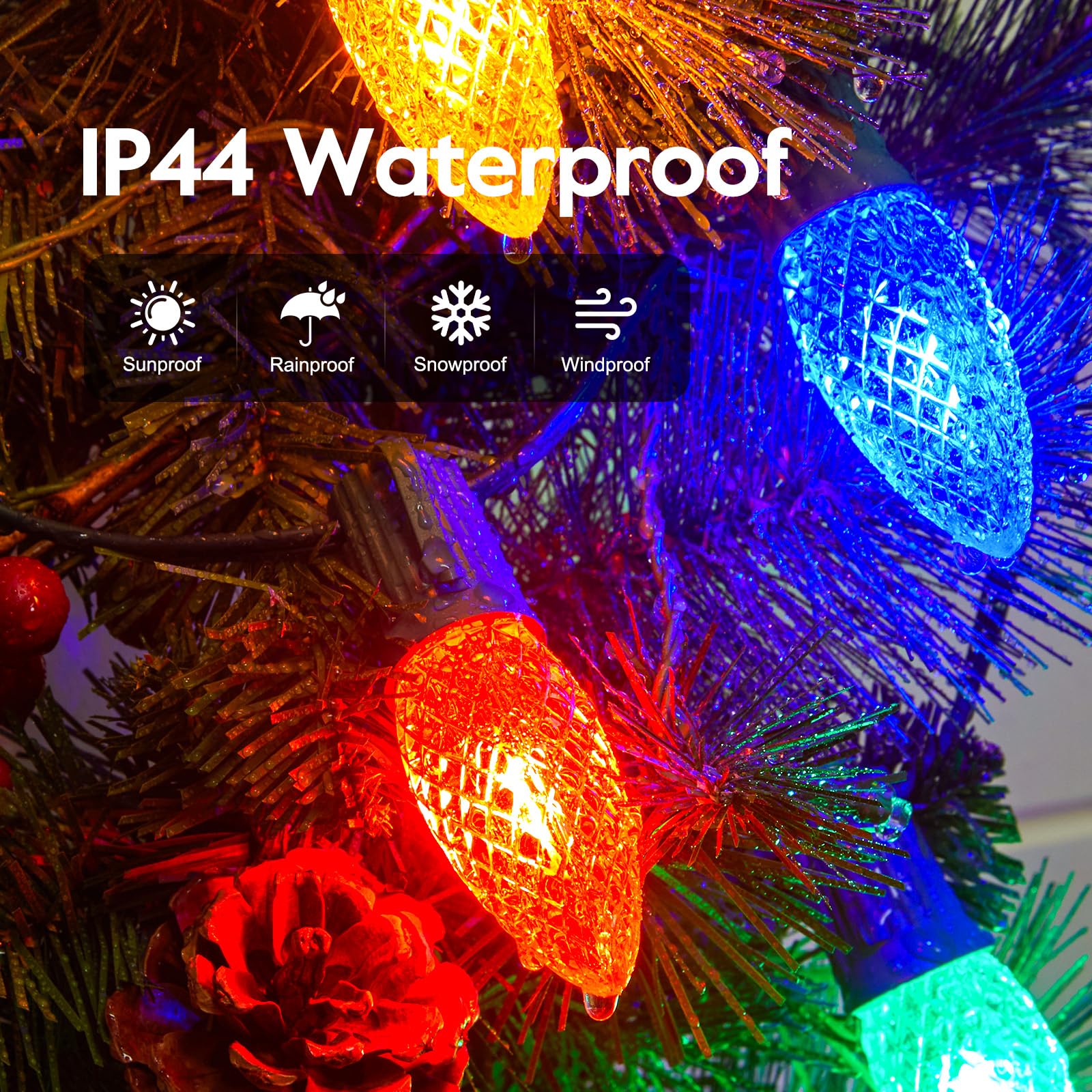 Minetom C9 LED Christmas String Lights - 150 FT Waterproof Multicolor - Heavy Duty UL Certified for Indoor/Outdoor Decor